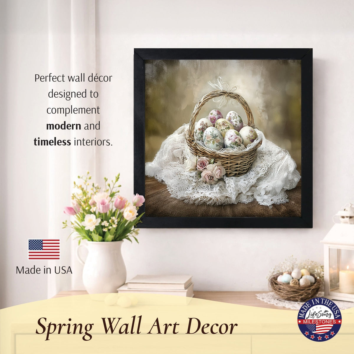 Easter Egg Wall Art — 20x20 Handcrafted Framed Wood Sign | Spring & Easter Home Décor Gift - LifeSong Milestones