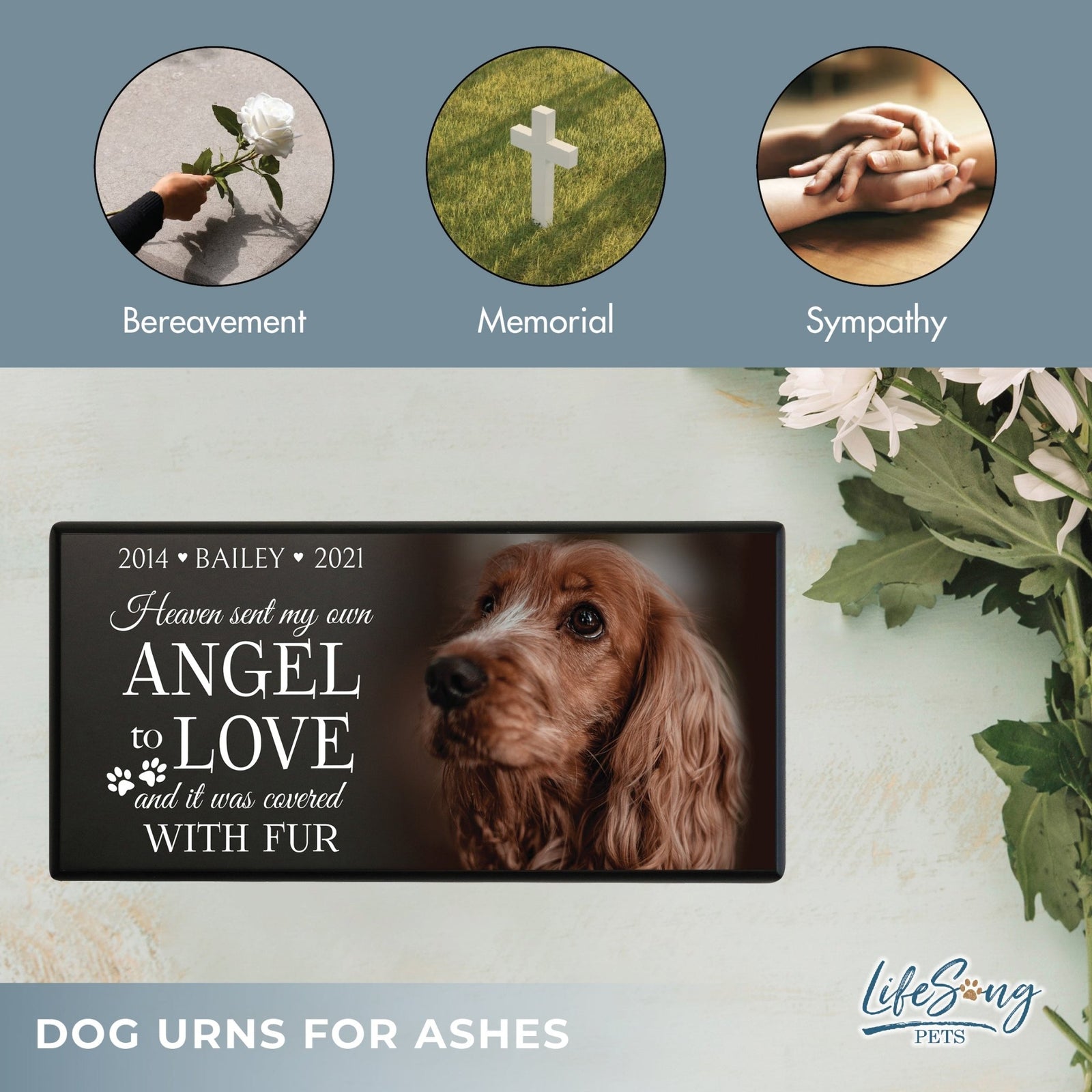 Eco - Friendly Personalized Pet Urn with Engraved Photo Memorial Box for Ashes - Heaven Sent - LifeSong Milestones