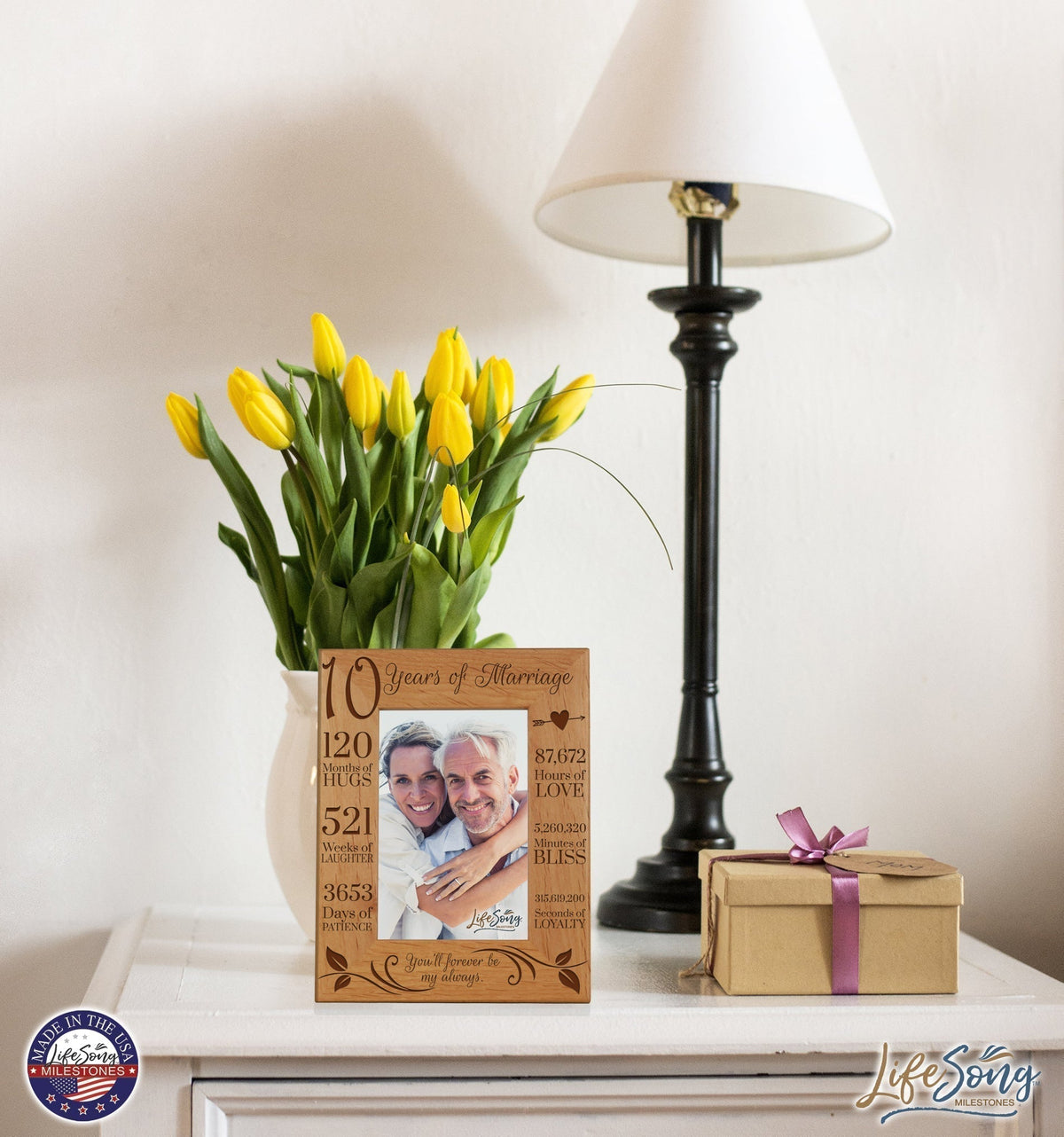 Engraved 10th Anniversary Picture Frame Gift for Couples - Forever Be My Always - LifeSong Milestones