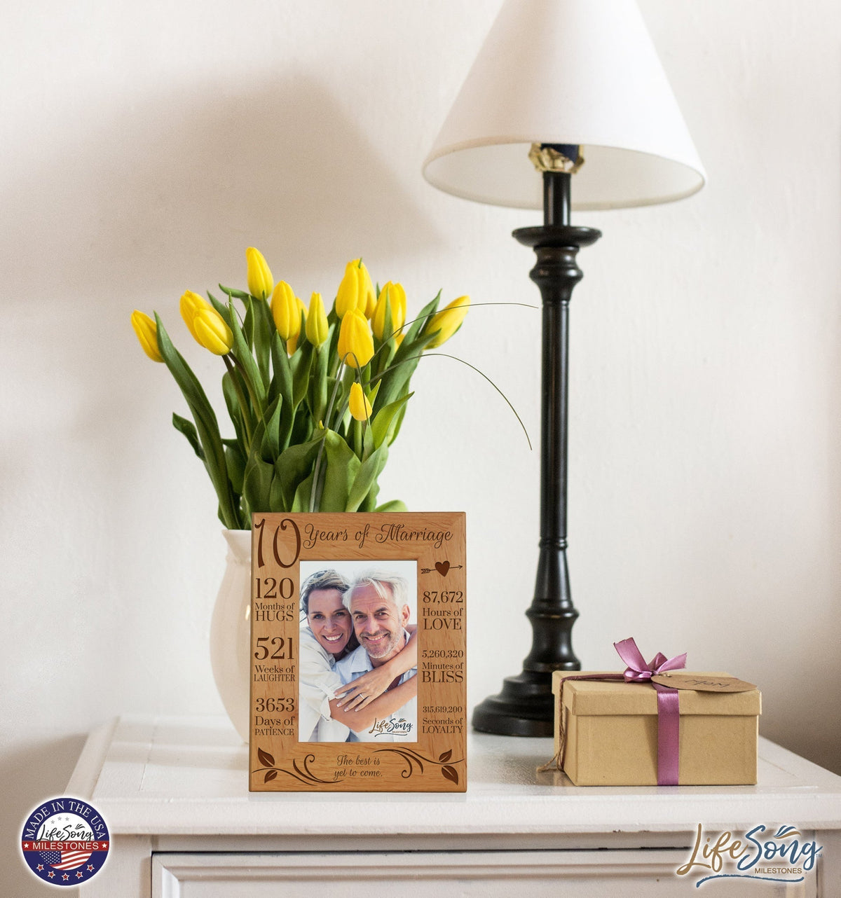 Engraved 10th Anniversary Picture Frame Gift for Couples - The Best Is Yet To Come - LifeSong Milestones