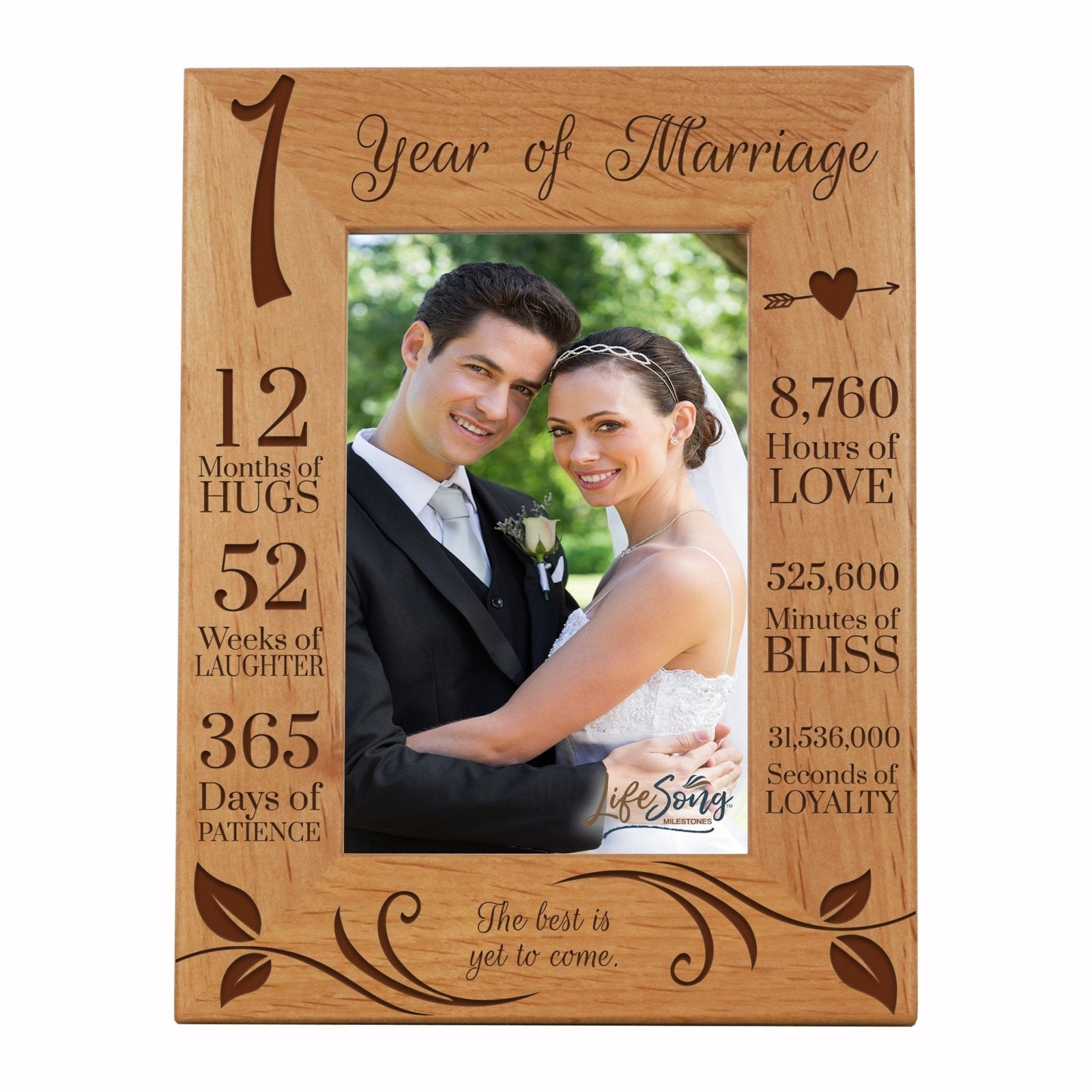 Engraved 1st Wedding Anniversary Photo Frame Wall Decor Gift for Couples - The Best Is Yet To Come - LifeSong Milestones