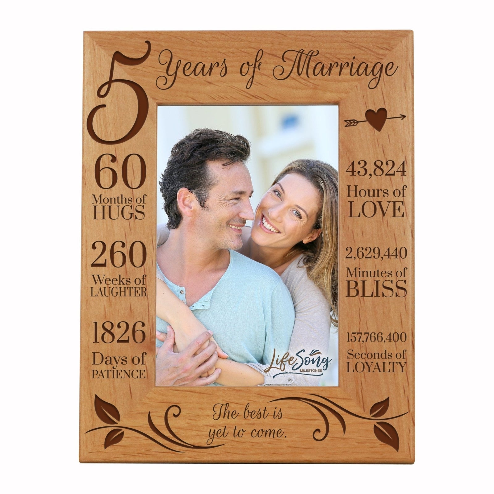 Engraved 5th Anniversary Picture Frame Gift for Couples - The Best Is Yet To Come - LifeSong Milestones