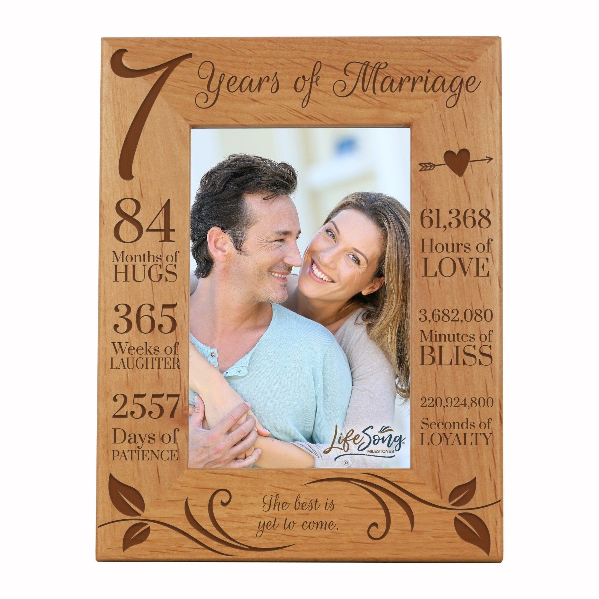 Engraved 7th Wedding Anniversary Photo Frame Wall Decor Gift for Couples - Yet To Come - LifeSong Milestones
