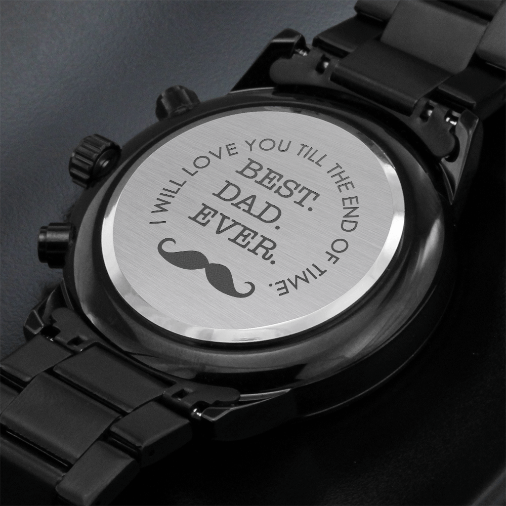 Engraved Chronograph Watch for Dad – 'Best Dad Ever' – Custom Gift for Father's Day, Birthday, Christmas - LifeSong Milestones