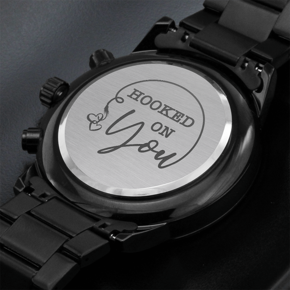Engraved Chronograph Watch for Dad – 'Hooked on You' Gift for Father's Day, Birthday or Christmas - LifeSong Milestones