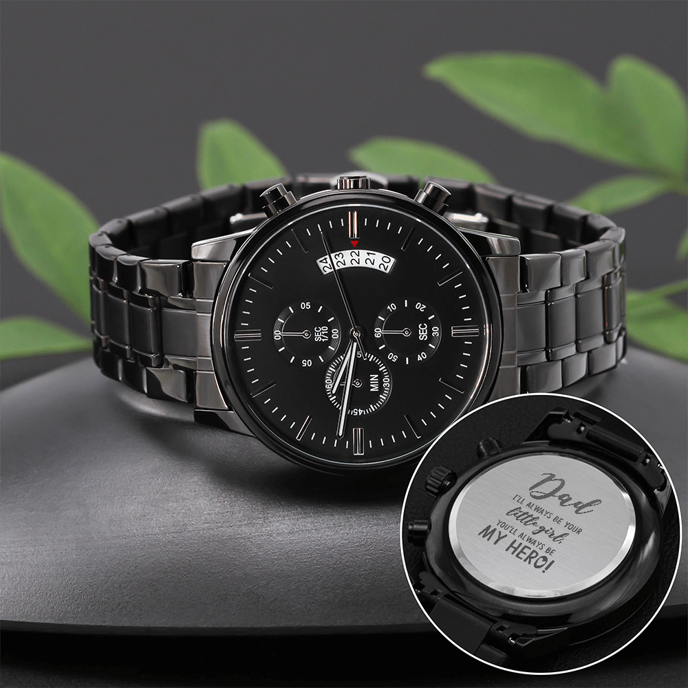 Engraved Chronograph Watch for Dad – 'My Hero' Gift for Father's Day, Birthday or Christmas - LifeSong Milestones