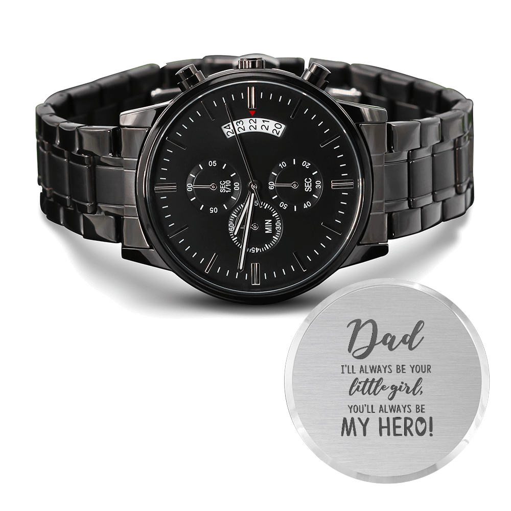 Engraved Chronograph Watch for Dad – 'My Hero' Gift for Father's Day, Birthday or Christmas - LifeSong Milestones
