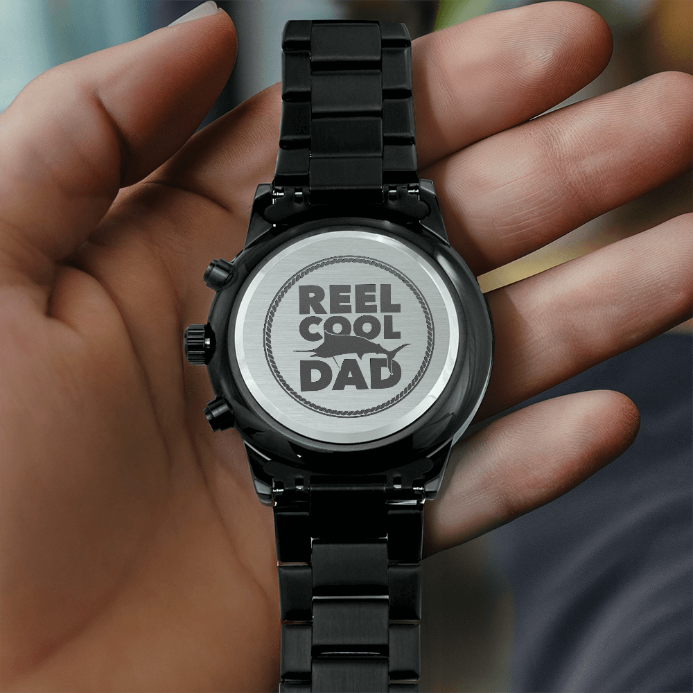 Engraved Chronograph Watch for Dad – 'Reel Cool Dad' Gift for Father's Day, Birthday or Christmas - LifeSong Milestones