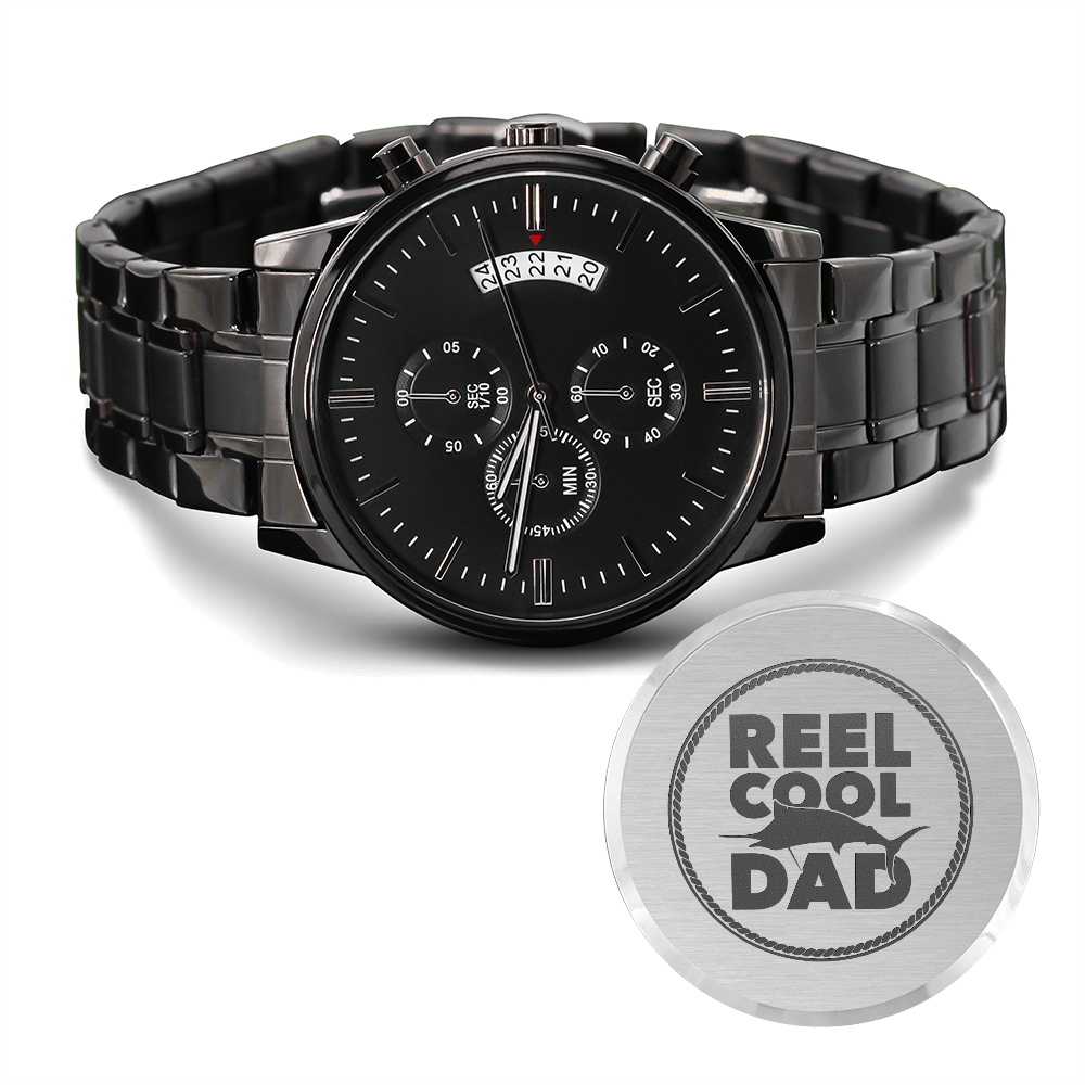 Engraved Chronograph Watch for Dad – 'Reel Cool Dad' Gift for Father's Day, Birthday or Christmas - LifeSong Milestones