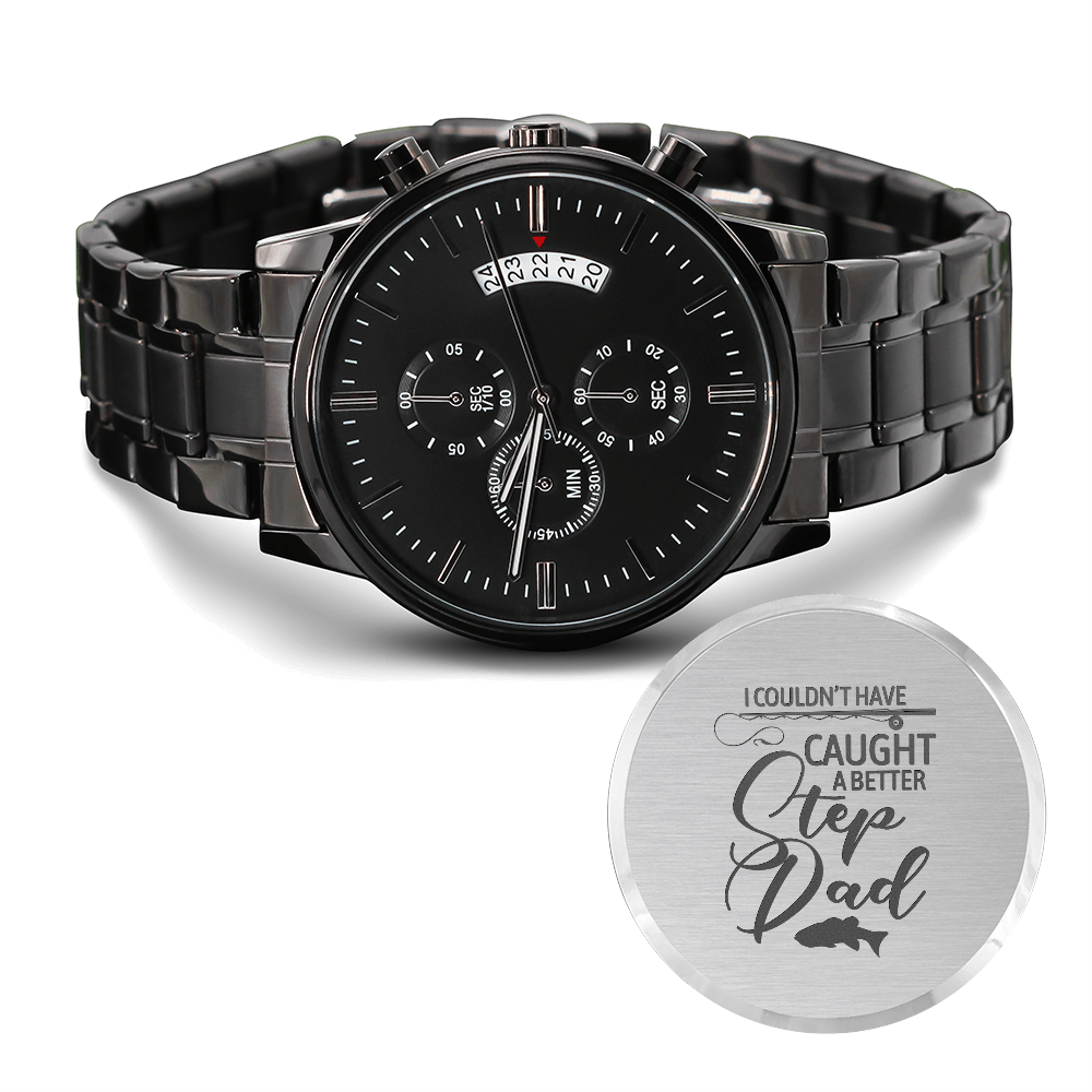 Engraved Chronograph Watch for Dad – 'Step Dad' Gift for Father's Day, Birthday or Christmas - LifeSong Milestones