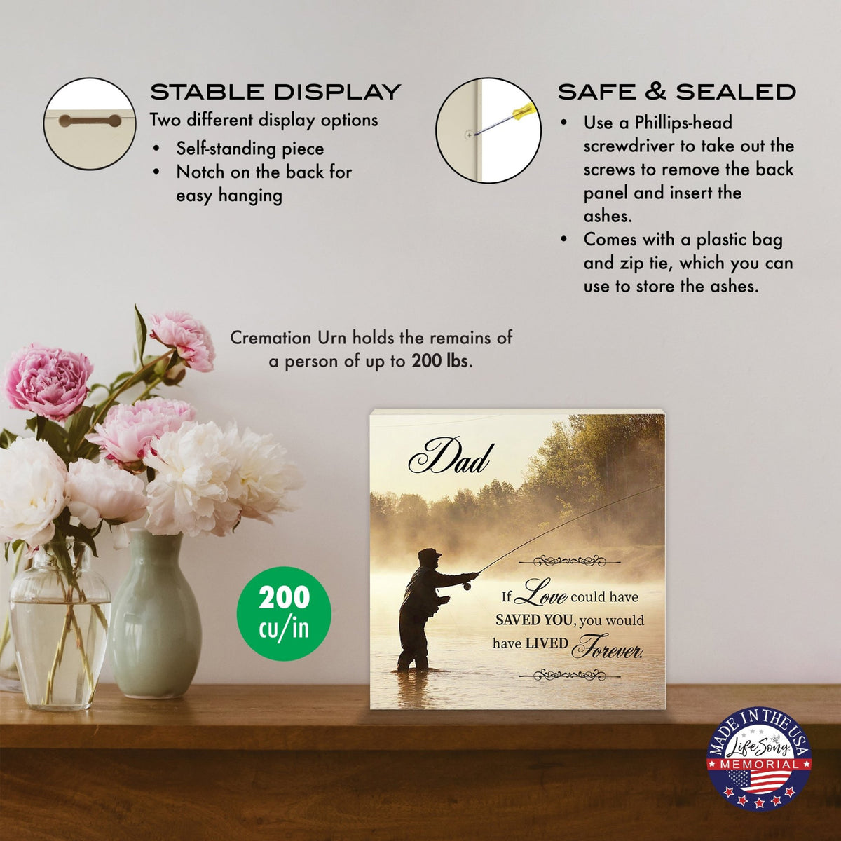 Engraved Wooden Cremation Urn for Human Ashes – “If Love Could Have Saved” Memorial Keepsake - LifeSong Milestones