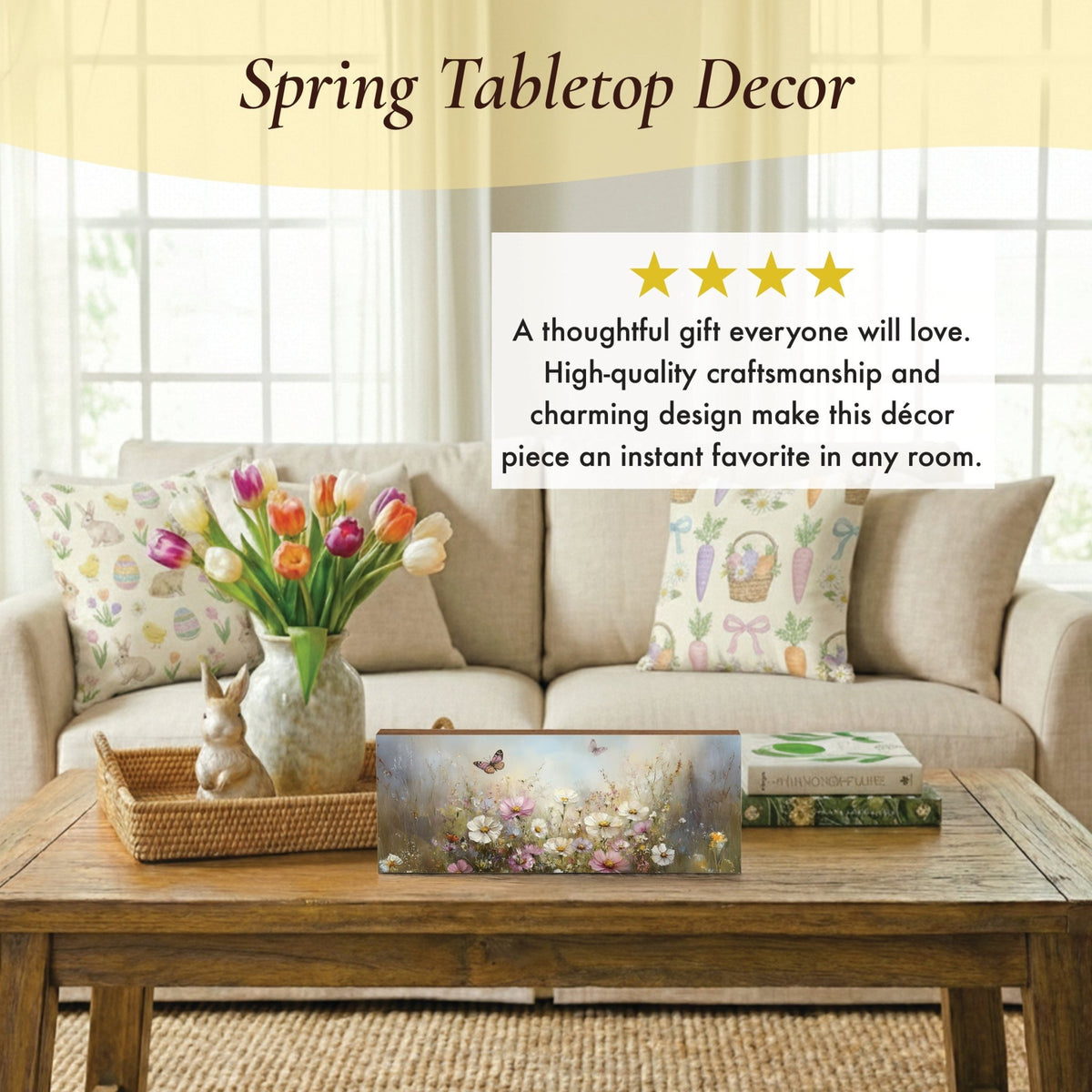 Floral Shelf Sitter — Handcrafted Birch Wood Flowers & Butterfly Décor for Mantel & Shelf | Gift for Her - LifeSong Milestones