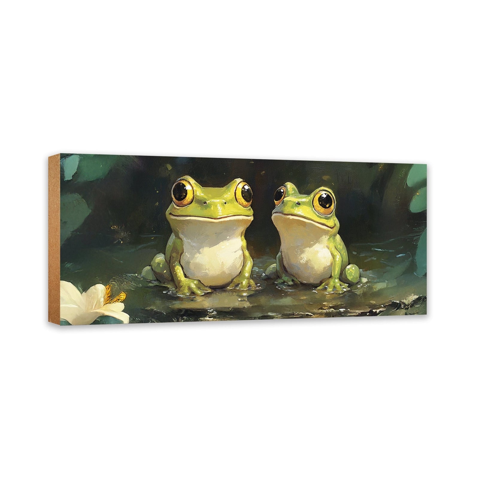 Frog Shelf Sitter 4x10 — Wide USA-Made Wood Nature Décor for Mantel & Console Table | Frog Gift - LifeSong Milestones