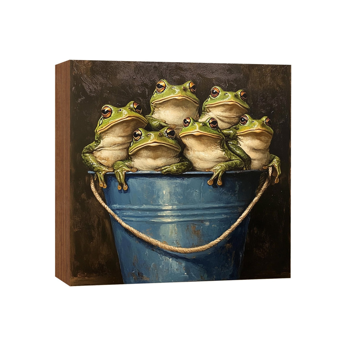 Frog Shelf Sitter 5x5 — Square Birch Wood Nature Décor for Tiered Tray & Shelf | Frog Lover Gift - LifeSong Milestones