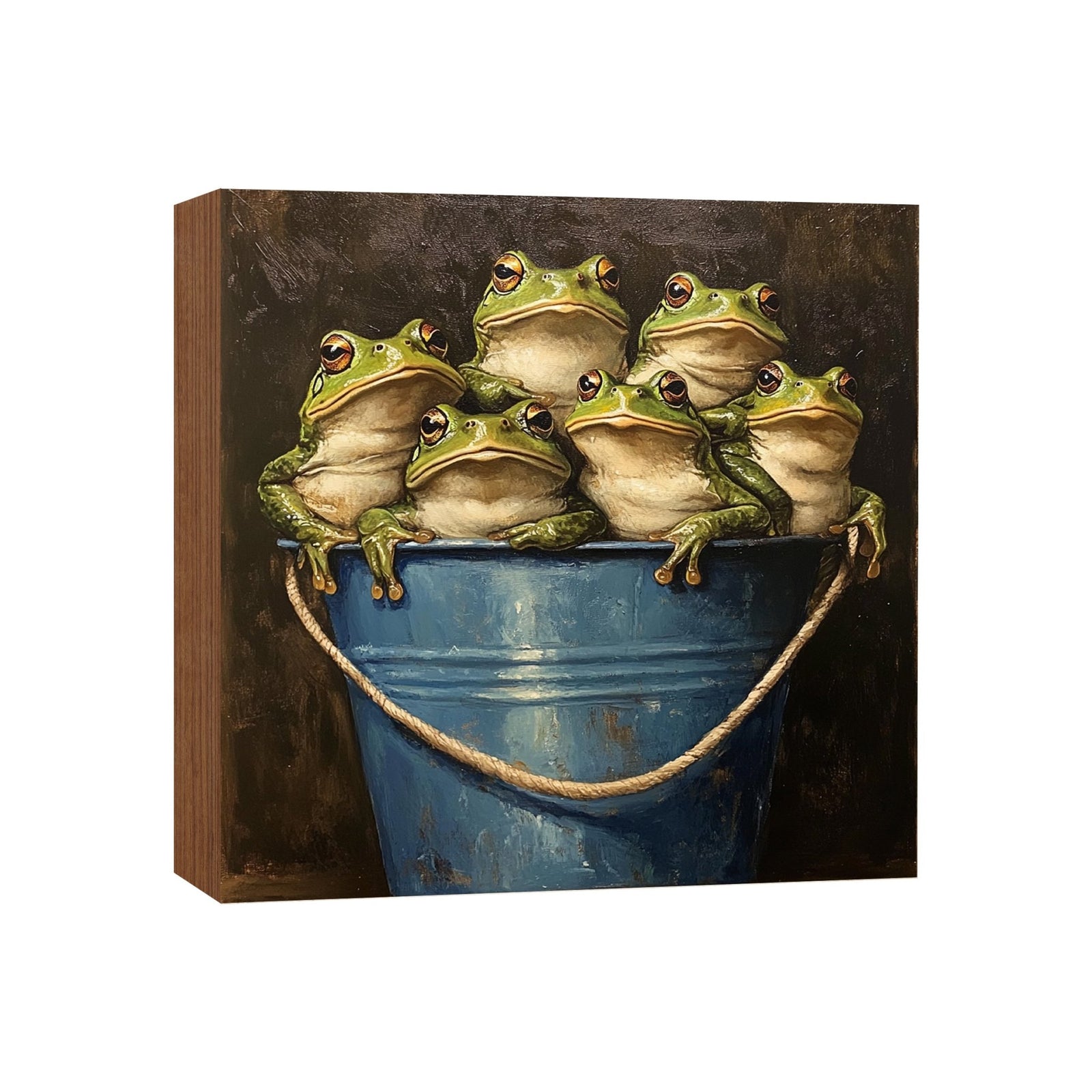 Frog Shelf Sitter 5x5 — Square Birch Wood Nature Décor for Tiered Tray & Shelf | Frog Lover Gift - LifeSong Milestones