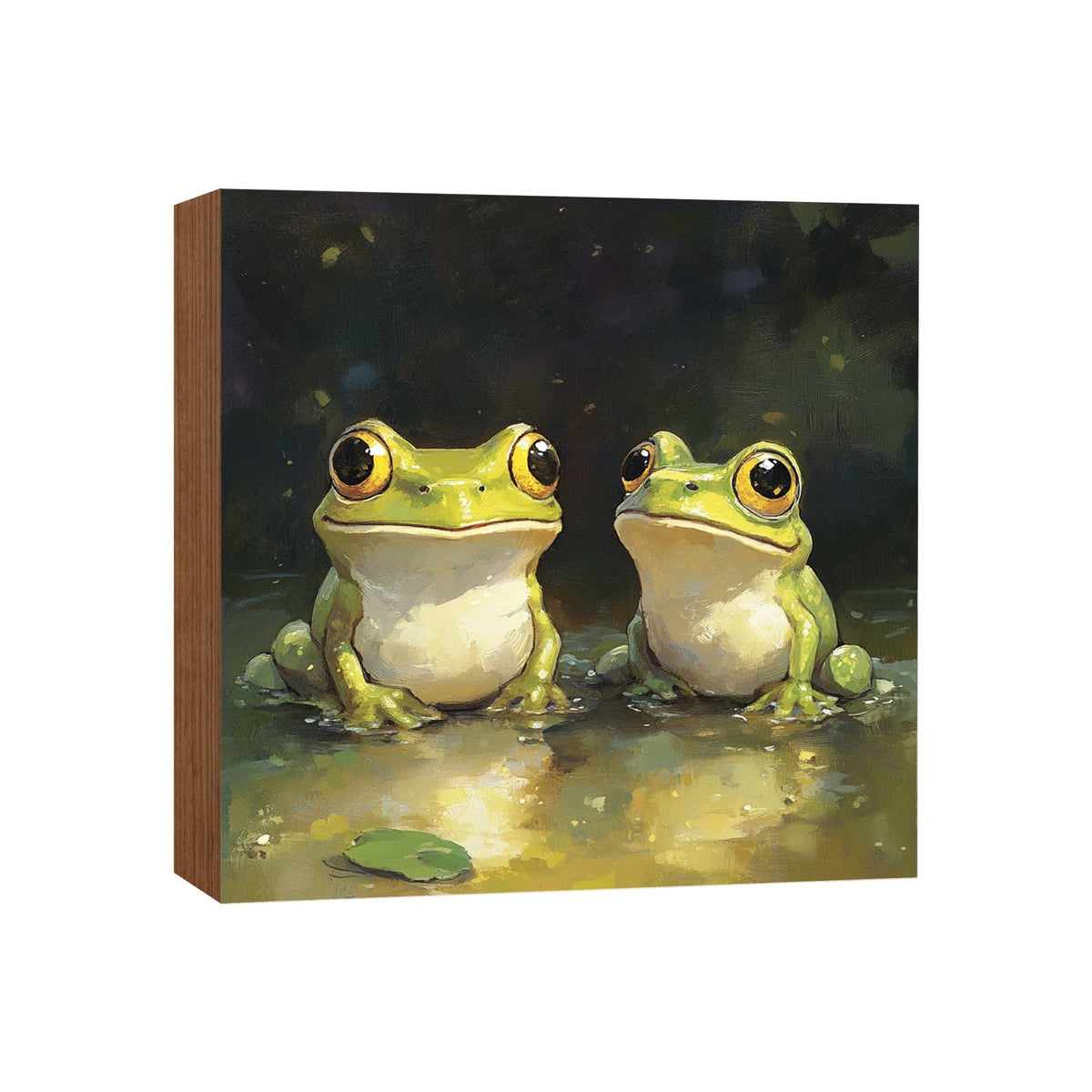 Frog Shelf Sitter 5x5 — Square Birch Wood Nature Décor for Tiered Tray & Shelf | Frog Lover Gift - LifeSong Milestones
