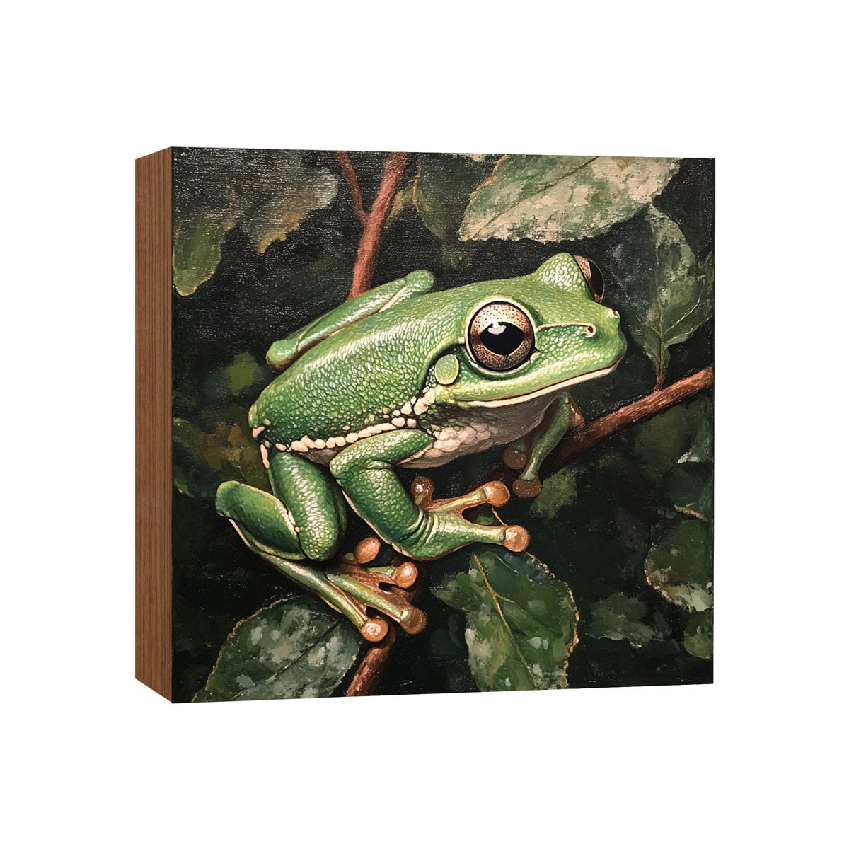 Frog Shelf Sitter 5x5 — Square Birch Wood Nature Décor for Tiered Tray & Shelf | Frog Lover Gift - LifeSong Milestones