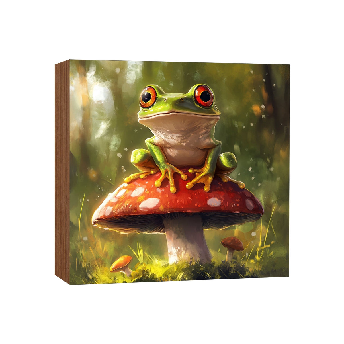 Frog Shelf Sitter 5x5 — Square Birch Wood Nature Décor for Tiered Tray & Shelf | Frog Lover Gift - LifeSong Milestones