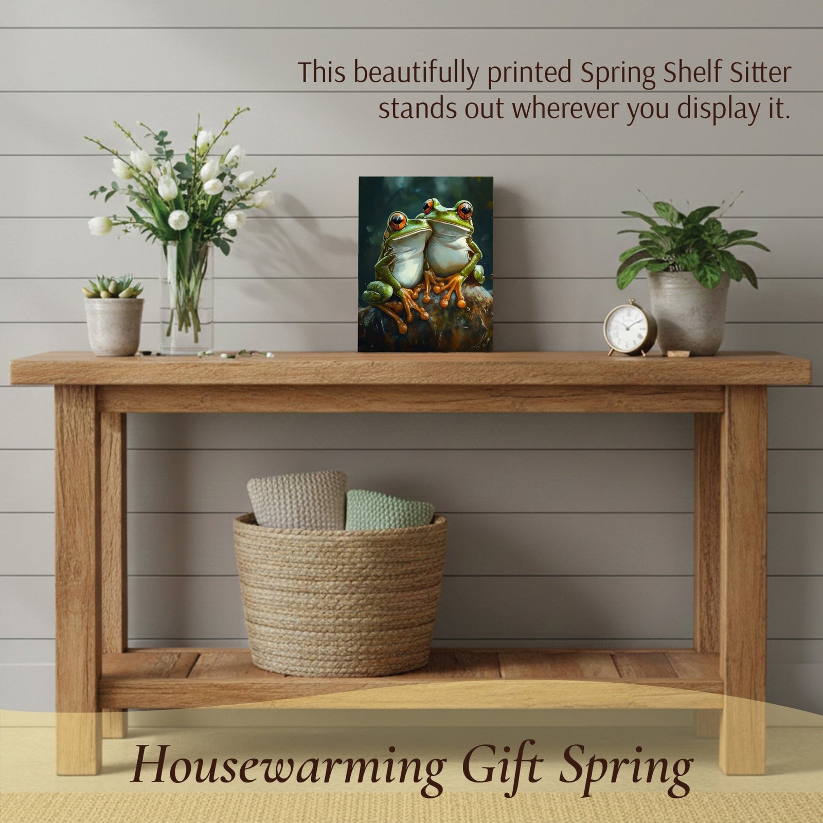 Frog Shelf Sitter for Mantel & Shelf — Handcrafted Birch Wood Nature Décor | Frog Lover Gift - LifeSong Milestones