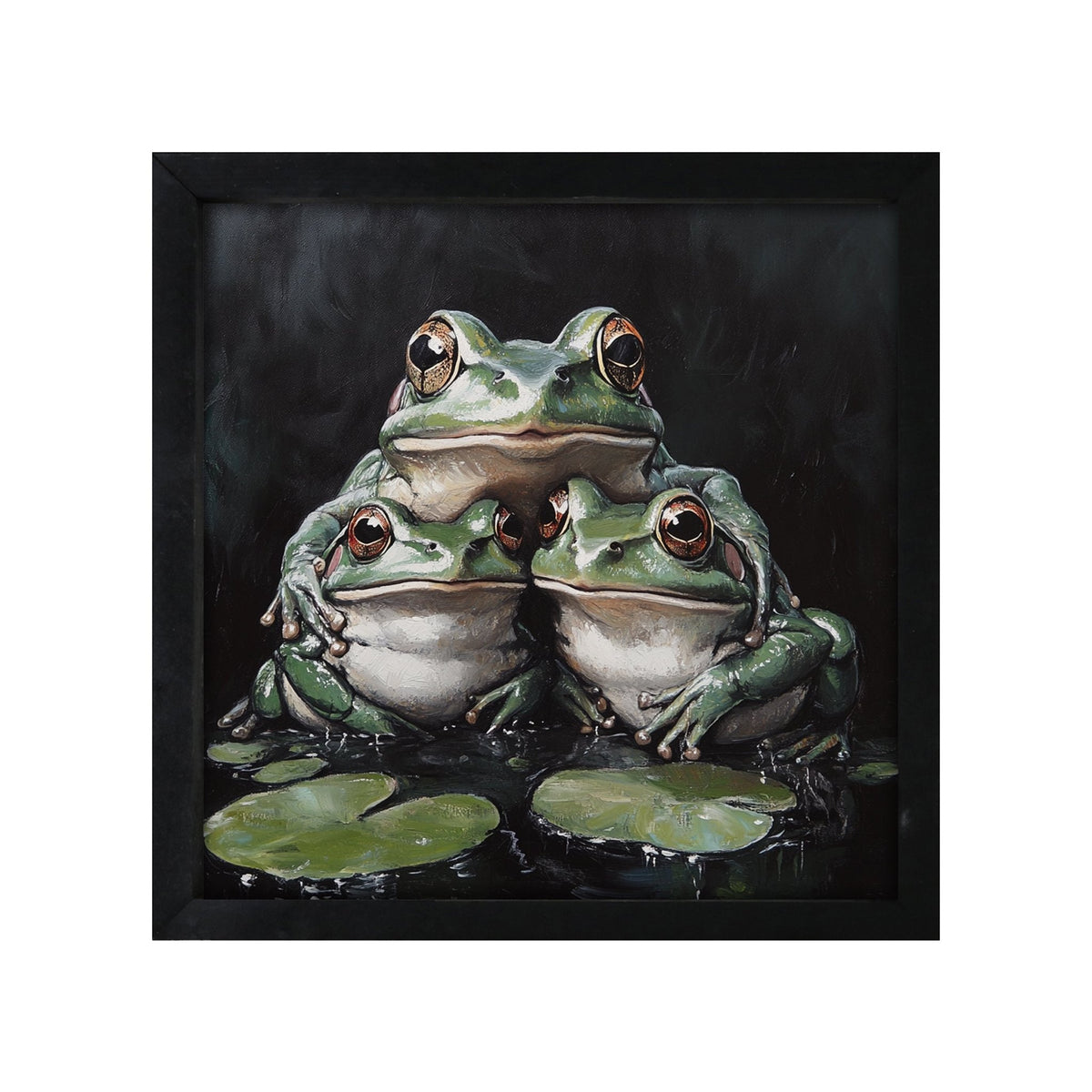 Frog Wall Art for Home — 20x20 Black Framed Wood Sign | Nature & Animal Home Décor Gift - LifeSong Milestones