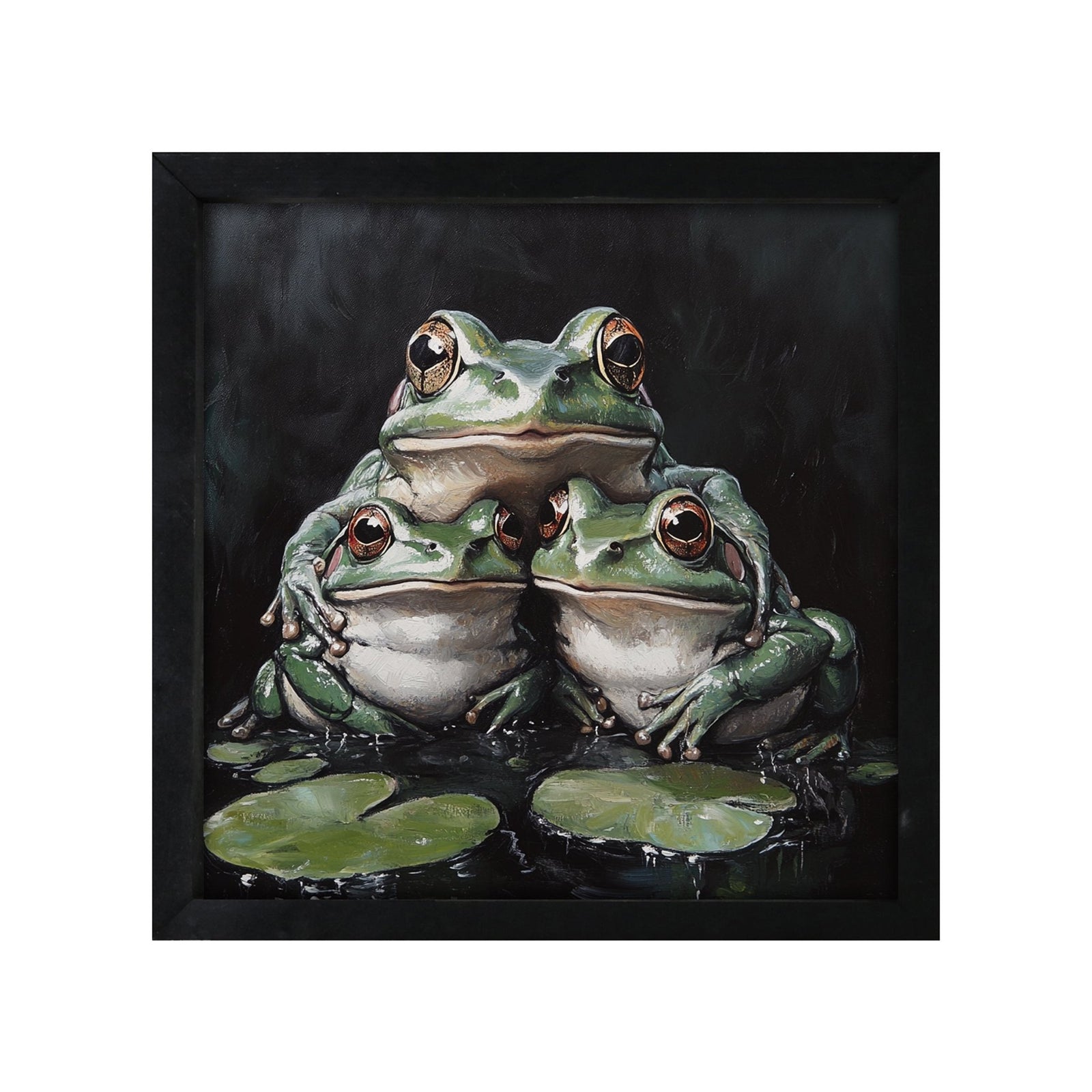 Frog Wall Art for Home — 20x20 Black Framed Wood Sign | Nature & Animal Home Décor Gift - LifeSong Milestones