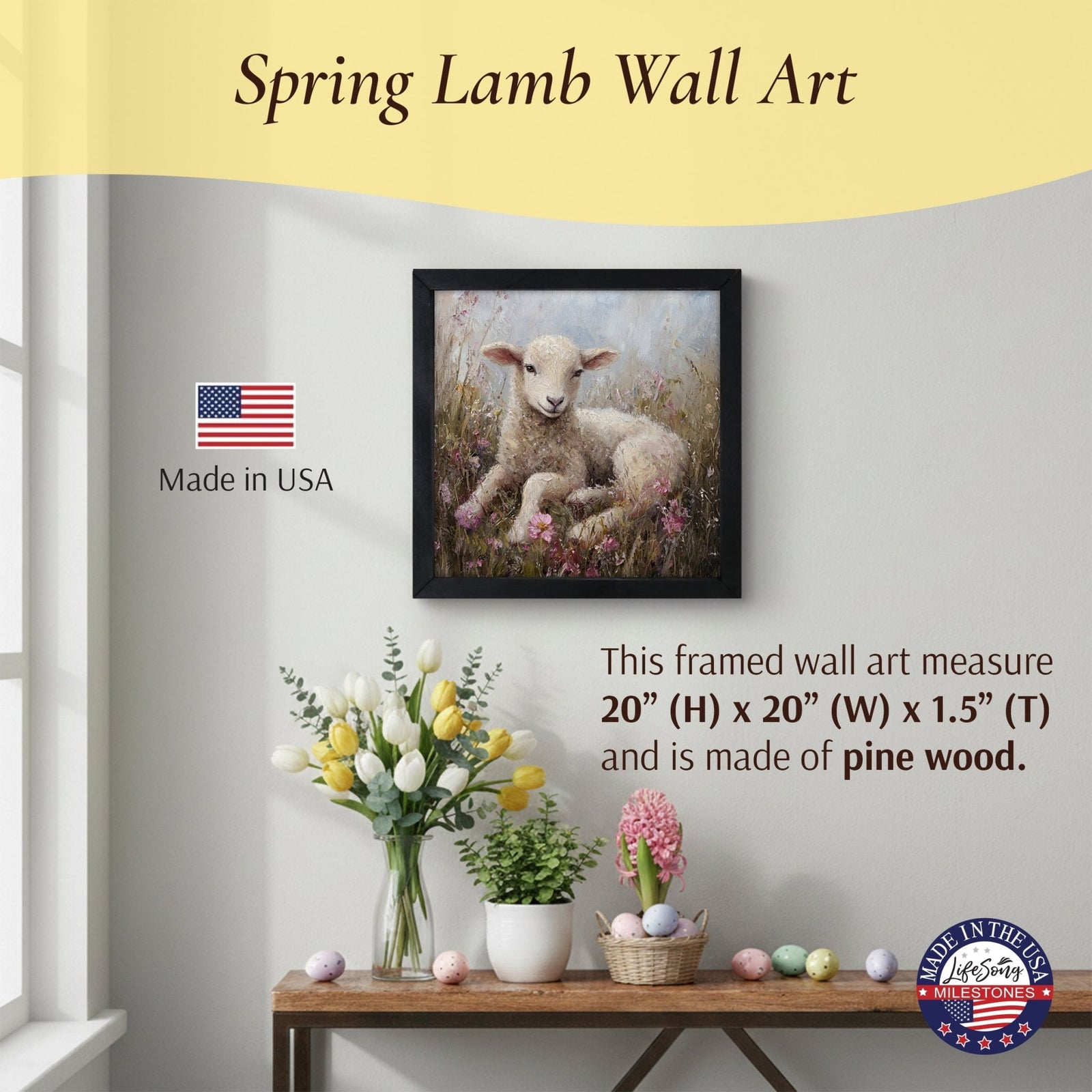 Goat Wall Art for Home — 20x20 Handcrafted Framed Wood Sign | Goat & Lamb Lover Gift - LifeSong Milestones