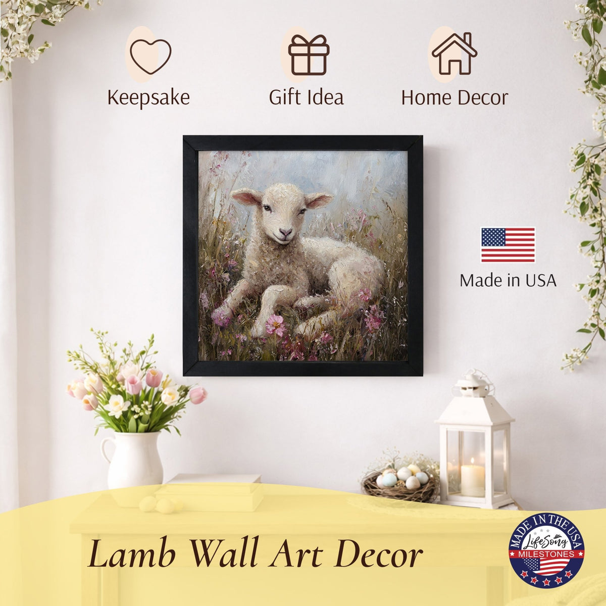 Goat Wall Art for Home — 20x20 Handcrafted Framed Wood Sign | Goat & Lamb Lover Gift - LifeSong Milestones