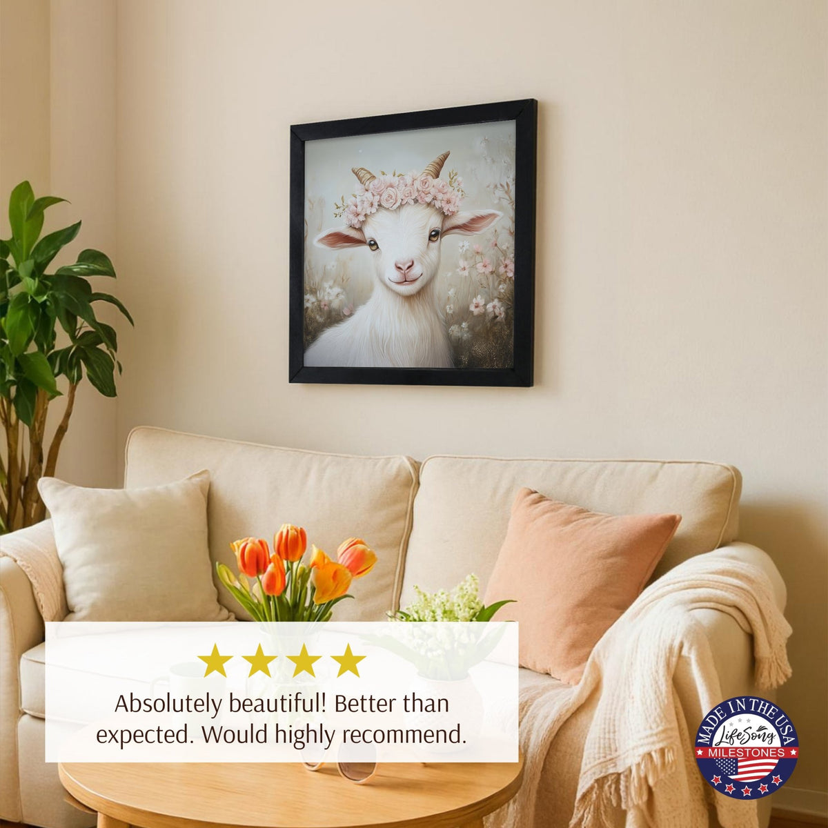 Goat Wall Art for Home — 20x20 Handcrafted Framed Wood Sign | Goat & Lamb Lover Gift - LifeSong Milestones
