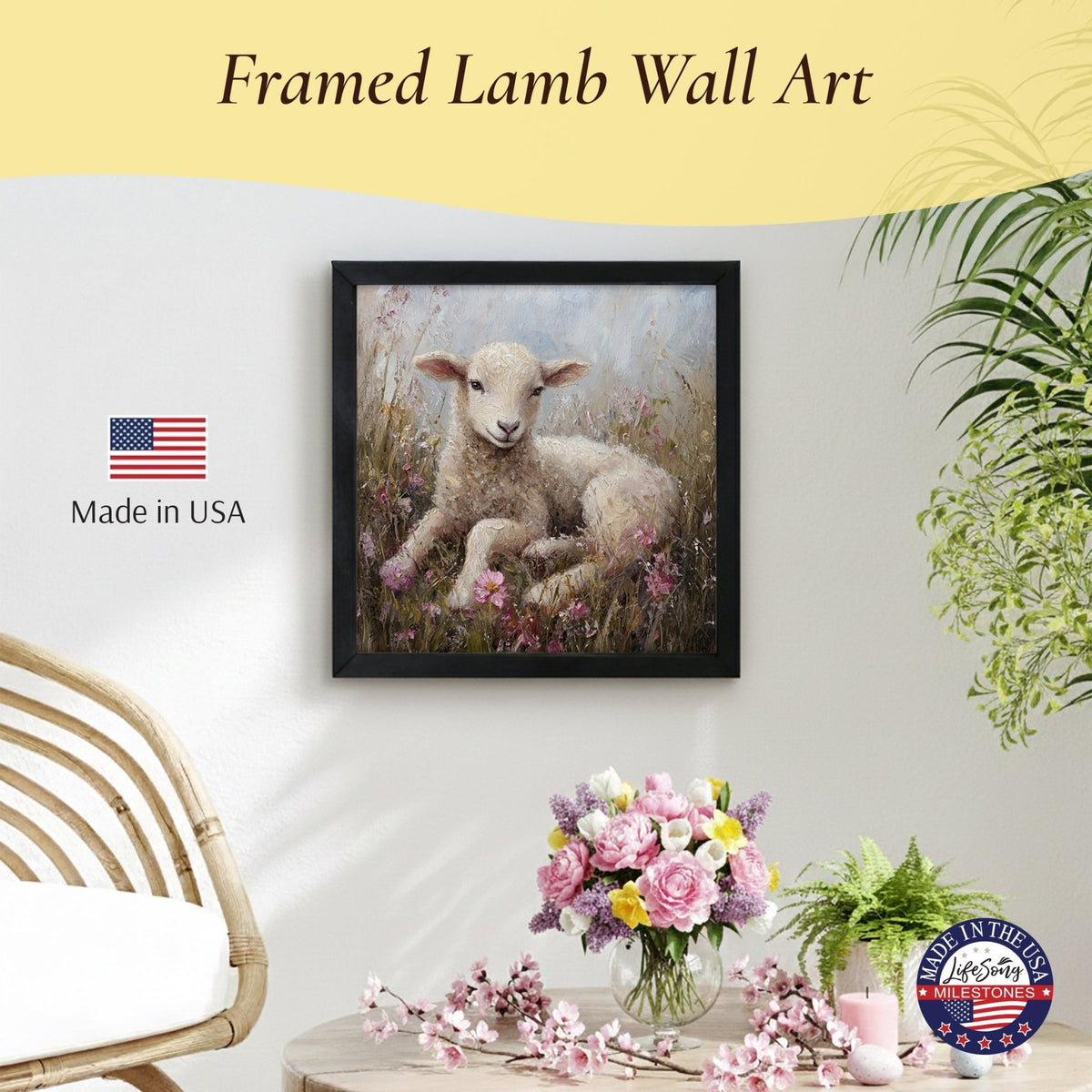 Goat Wall Art for Home — 20x20 Handcrafted Framed Wood Sign | Goat & Lamb Lover Gift - LifeSong Milestones