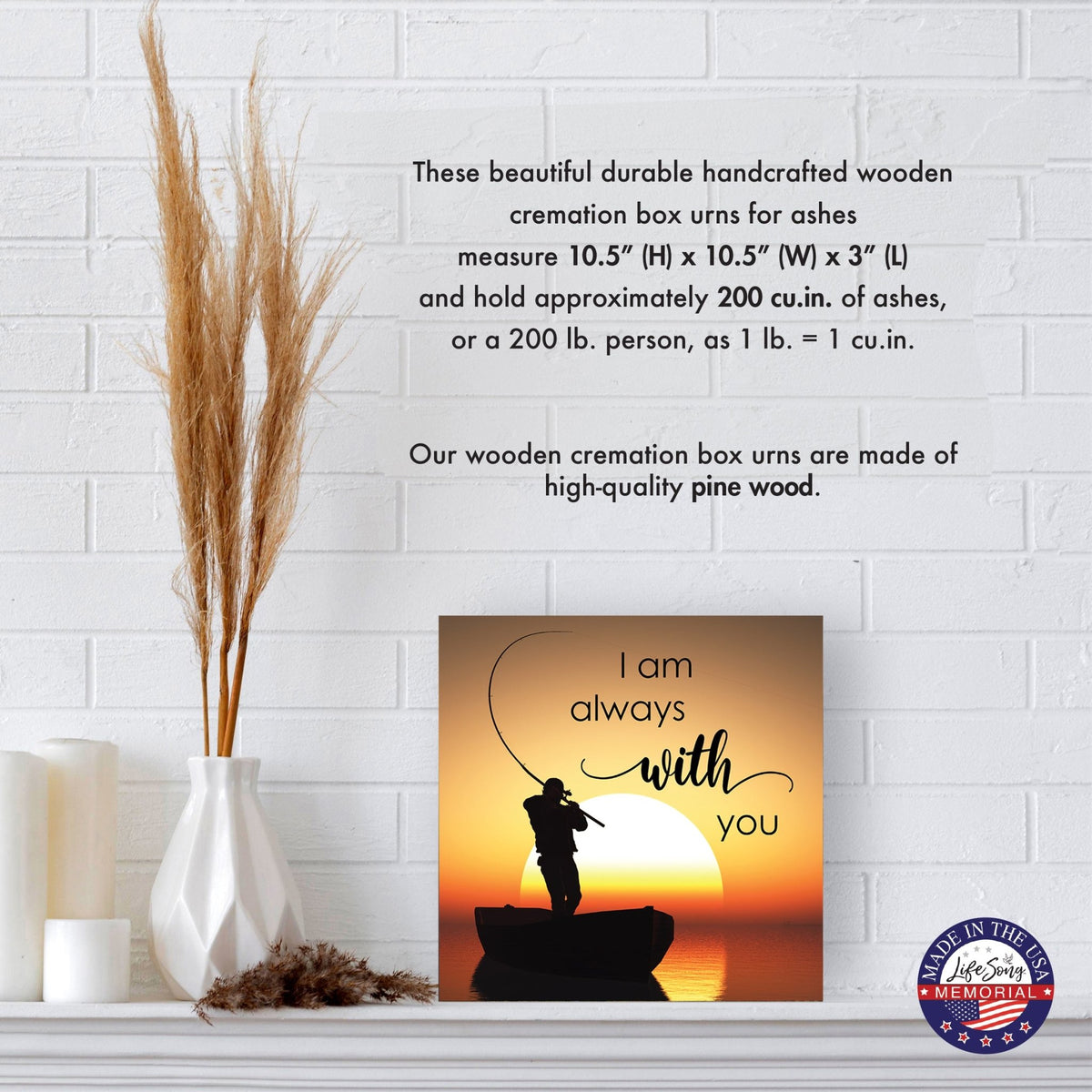 Handcrafted Funeral Urn Box – Wooden Memorial Display Box for Adult Ashes - LifeSong Milestones