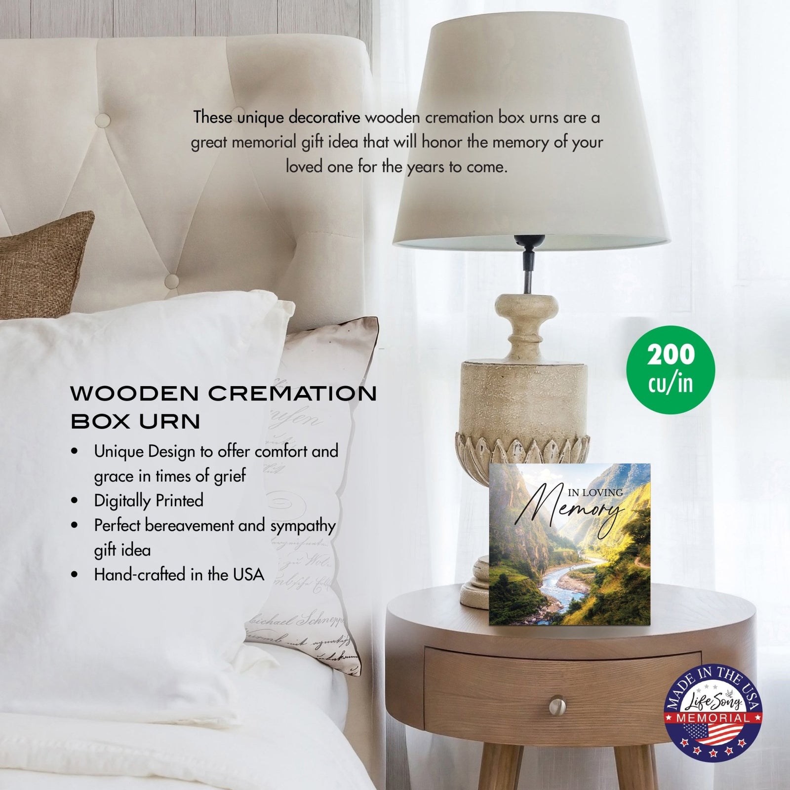 Handcrafted Wood Cremation Urn Box for Human Ashes – Pine Memorial Keepsake with Secure Screw Closure - LifeSong Milestones