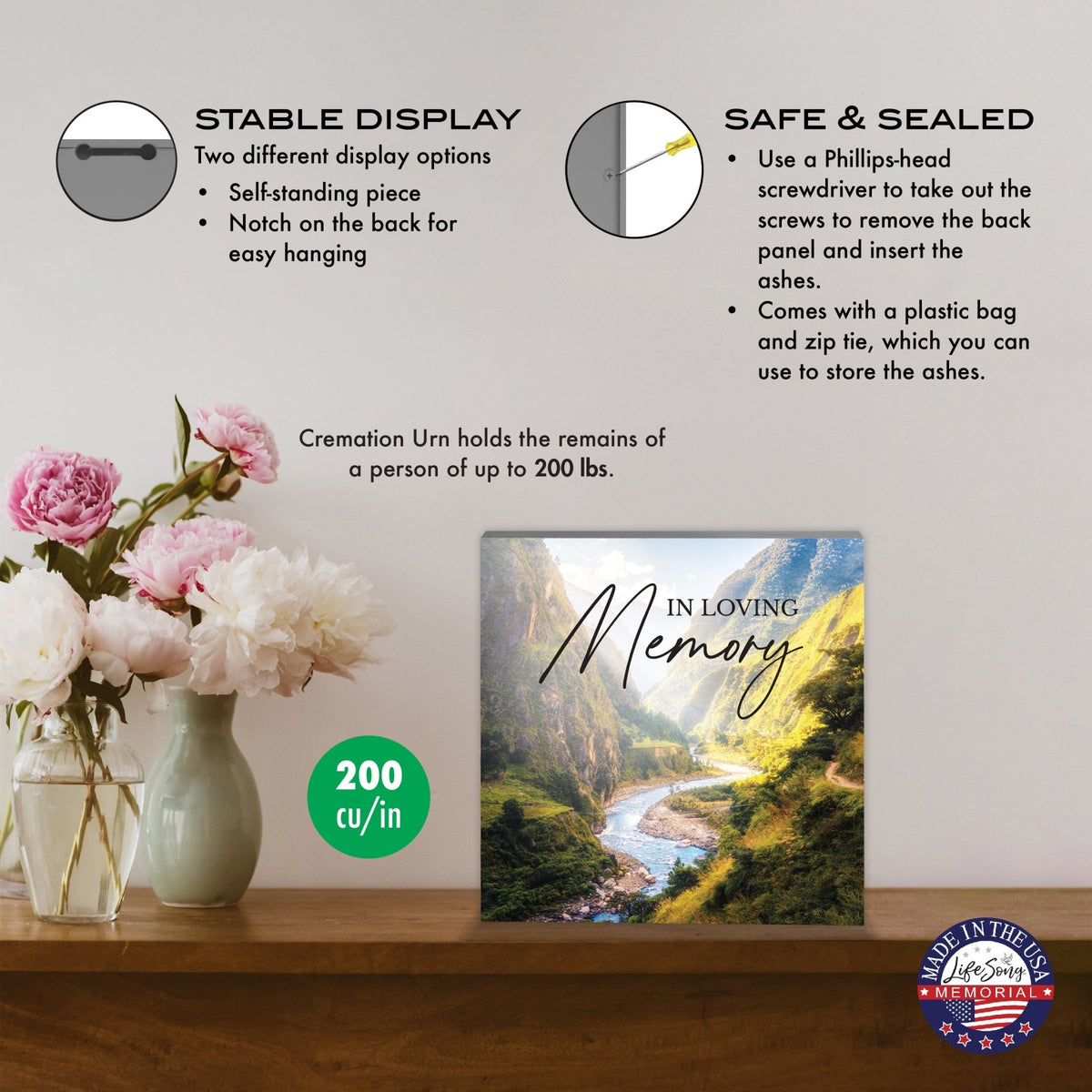 Handcrafted Wood Cremation Urn Box for Human Ashes – Pine Memorial Keepsake with Secure Screw Closure - LifeSong Milestones