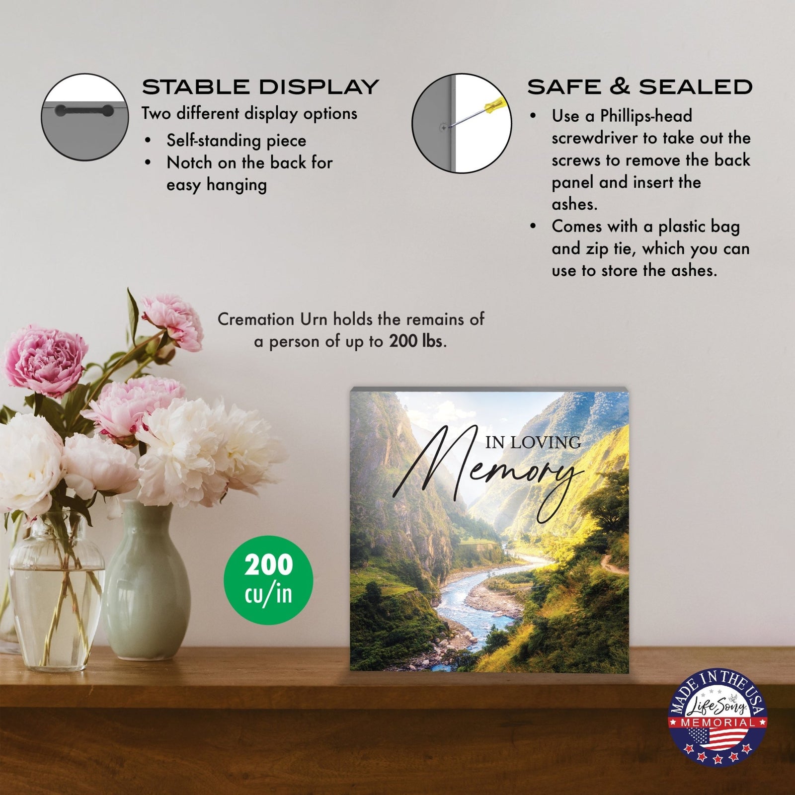 Handcrafted Wood Cremation Urn Box for Human Ashes – Pine Memorial Keepsake with Secure Screw Closure - LifeSong Milestones