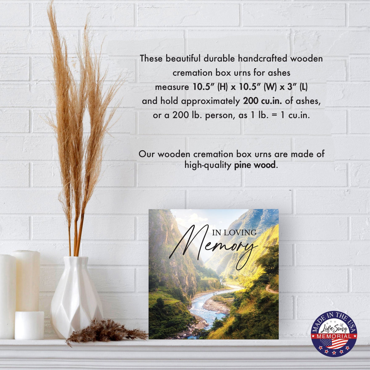 Handcrafted Wood Cremation Urn Box for Human Ashes – Pine Memorial Keepsake with Secure Screw Closure - LifeSong Milestones