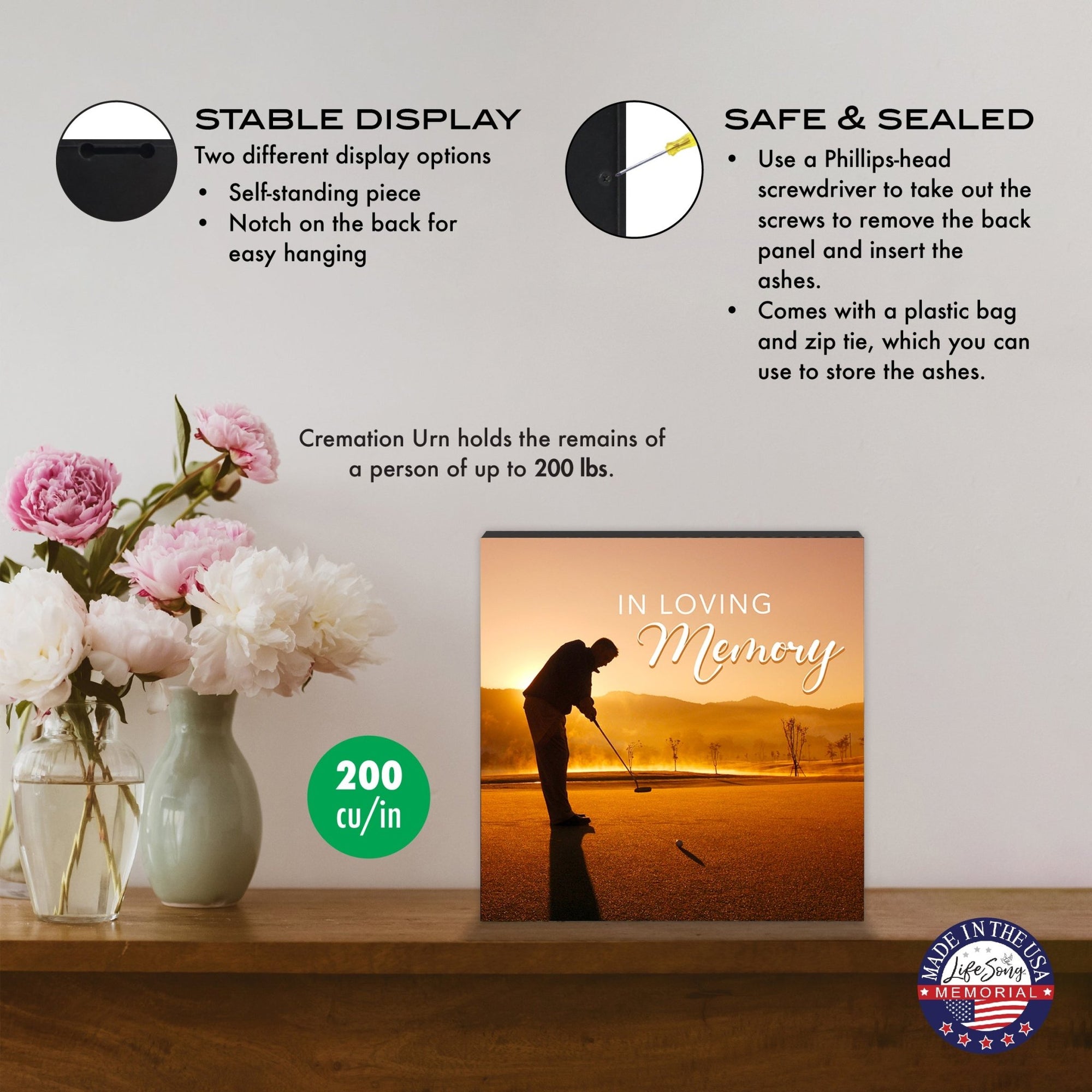 Handcrafted Wooden Cremation Urn Box – Memorial Display for Human Ashes - LifeSong Milestones