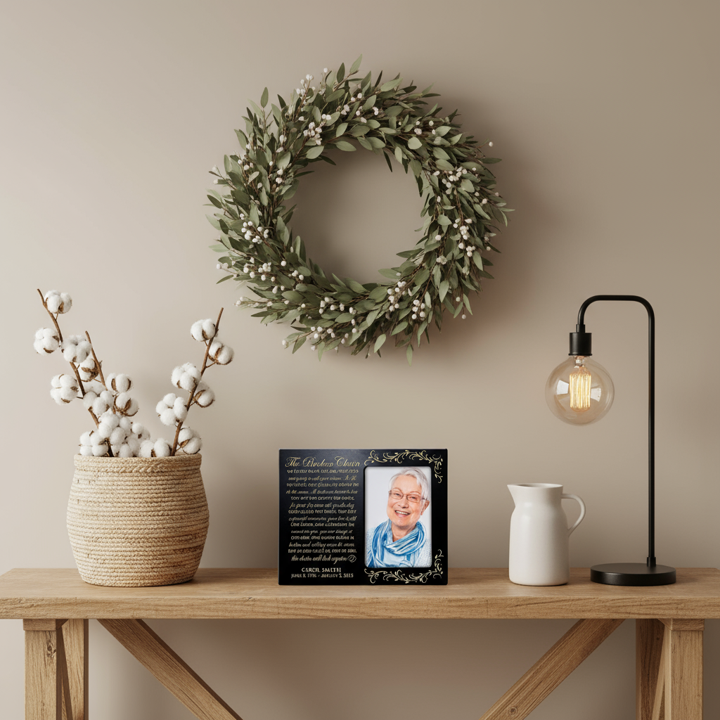 Personalized Memorial Picture Frame 4x6 Photo | The Broken Chain by Ron Tranmer | Laser Engraved Maple & Cherry Wood 8x10 Frame with Stand | Sympathy Bereavement Gift