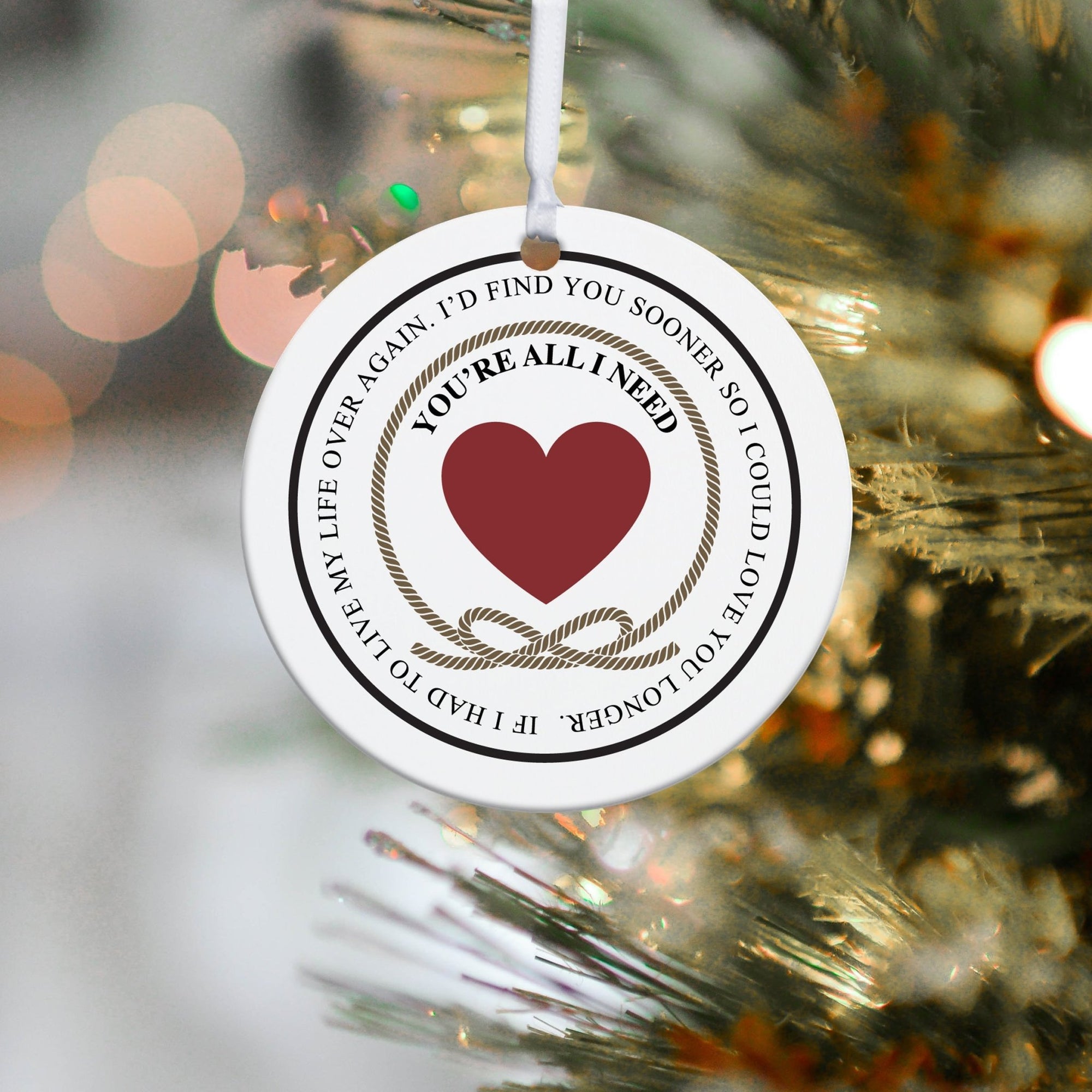 Inspirational Wedding Anniversary Christmas Ornament Gifts for Couple - You Are All I Need - LifeSong Milestones