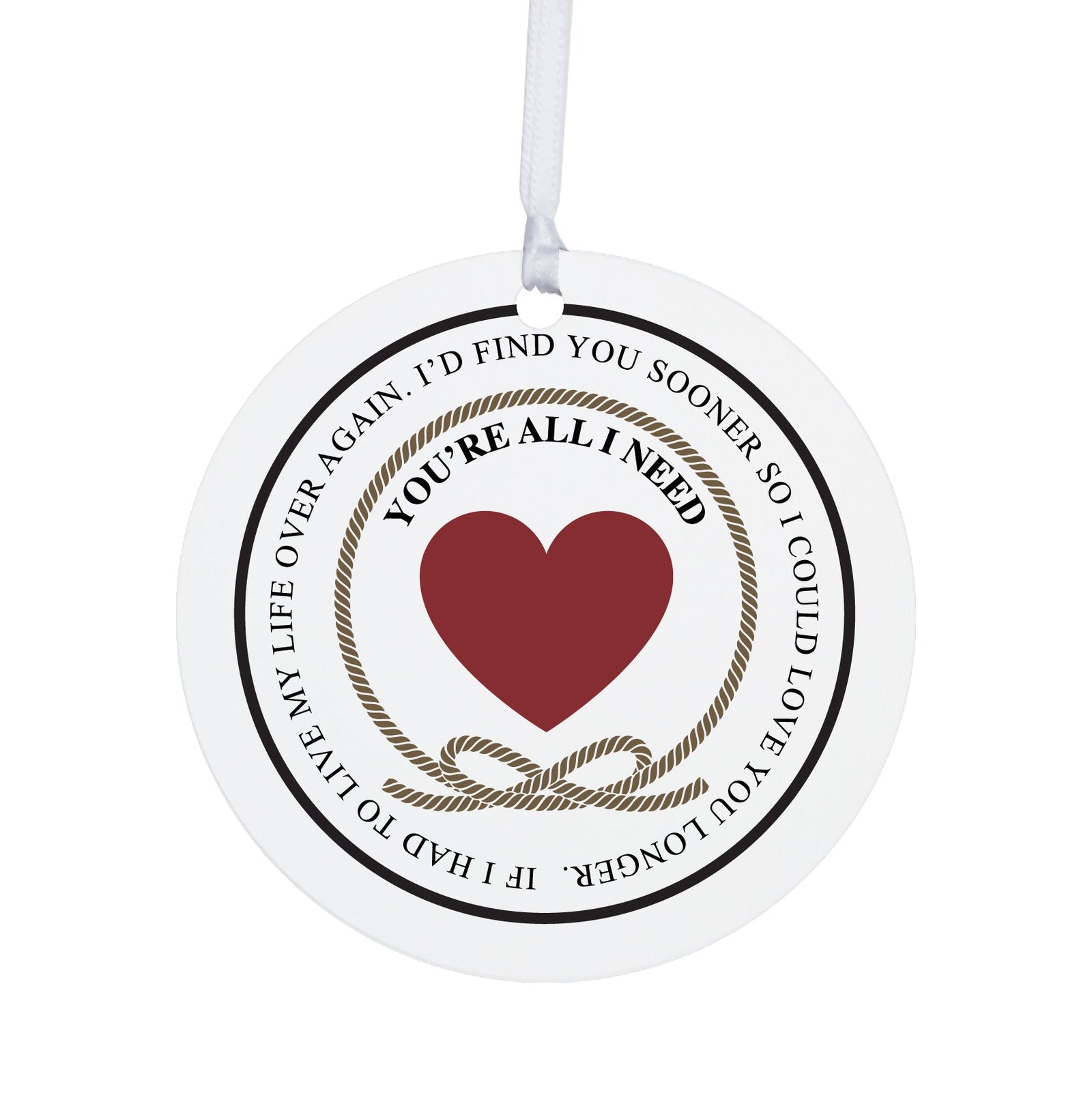 Inspirational Wedding Anniversary Christmas Ornament Gifts for Couple - You Are All I Need - LifeSong Milestones
