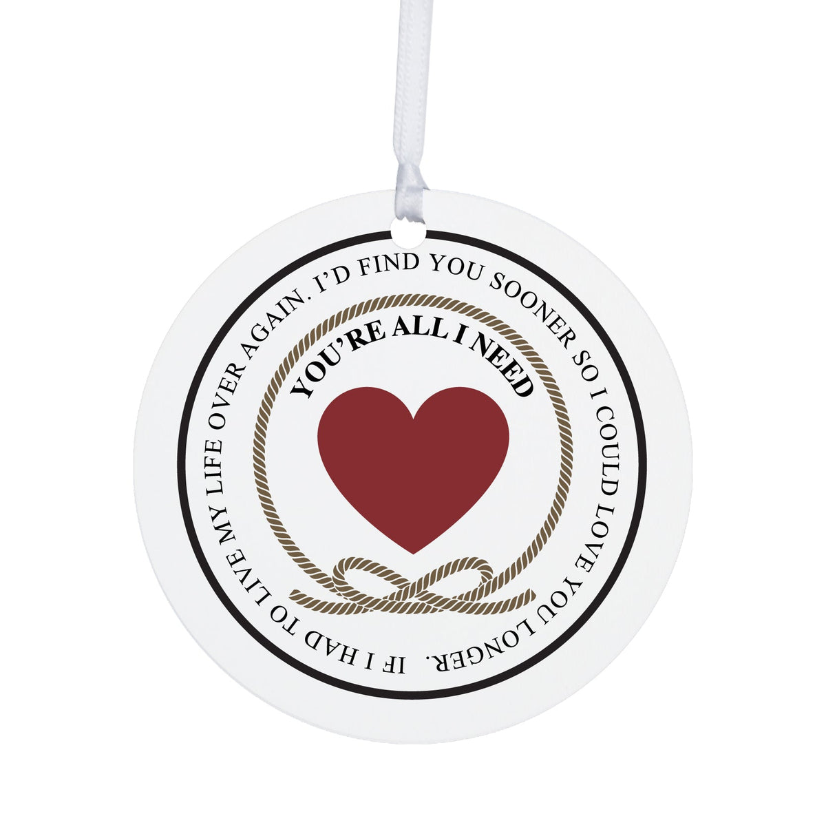 Inspirational Wedding Anniversary Christmas Ornament Gifts for Couple - You Are All I Need - LifeSong Milestones