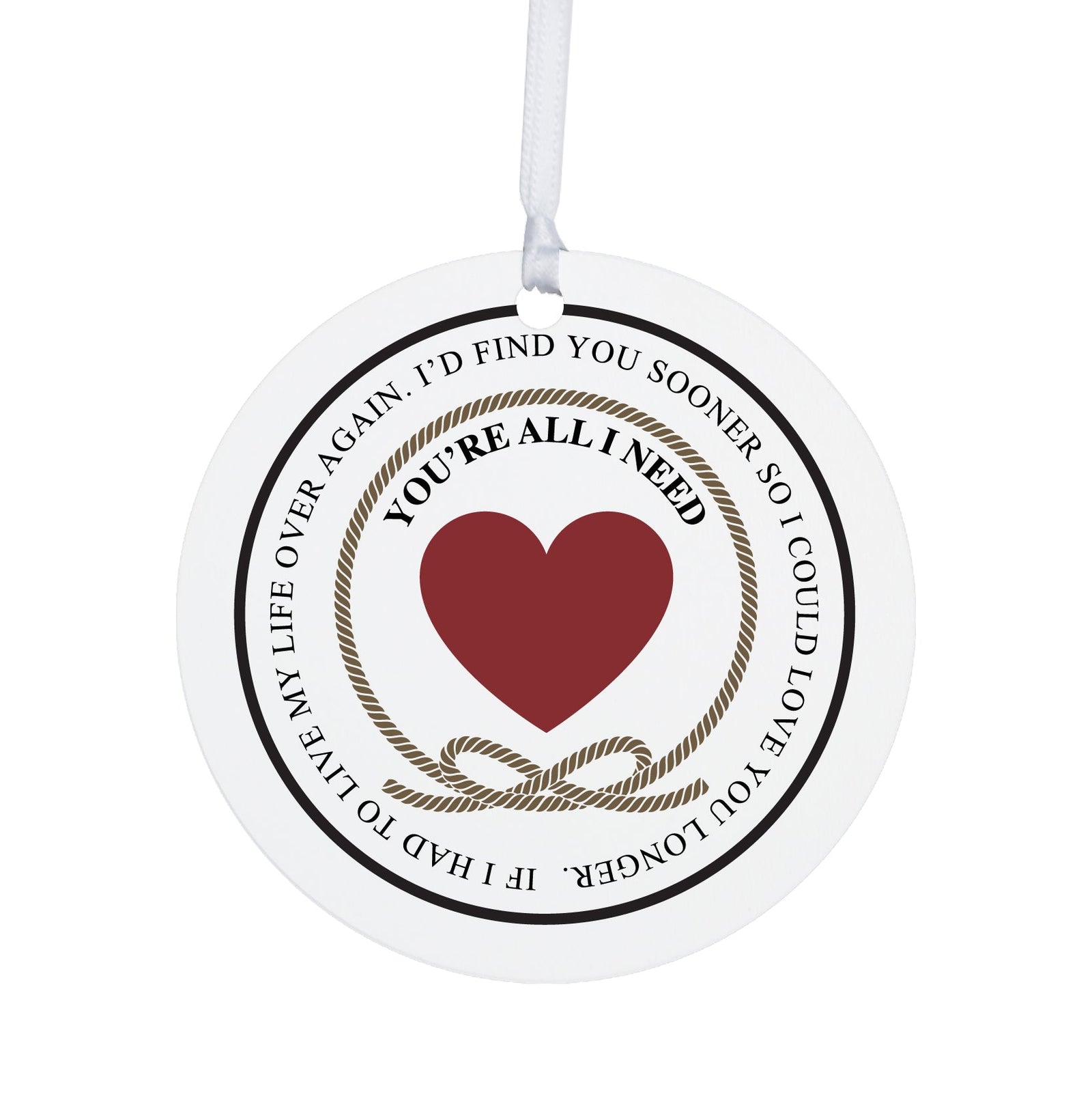 Inspirational Wedding Anniversary Christmas Ornament Gifts for Couple - You Are All I Need - LifeSong Milestones