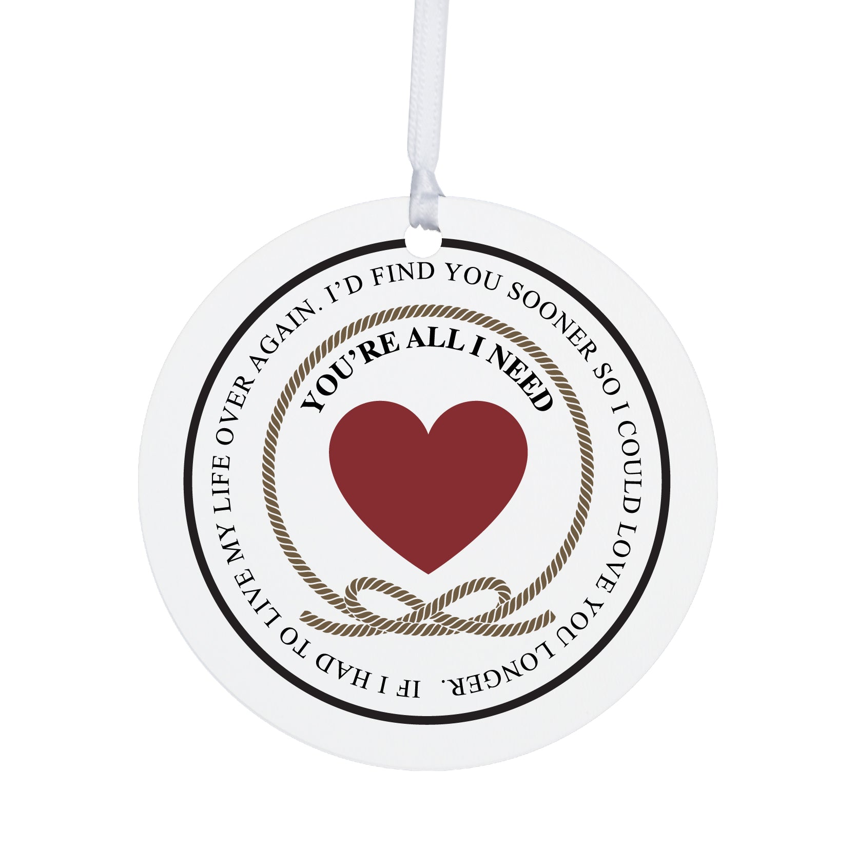 Inspirational Wedding Anniversary Christmas Ornament Gifts for Couple - You Are All I Need - LifeSong Milestones