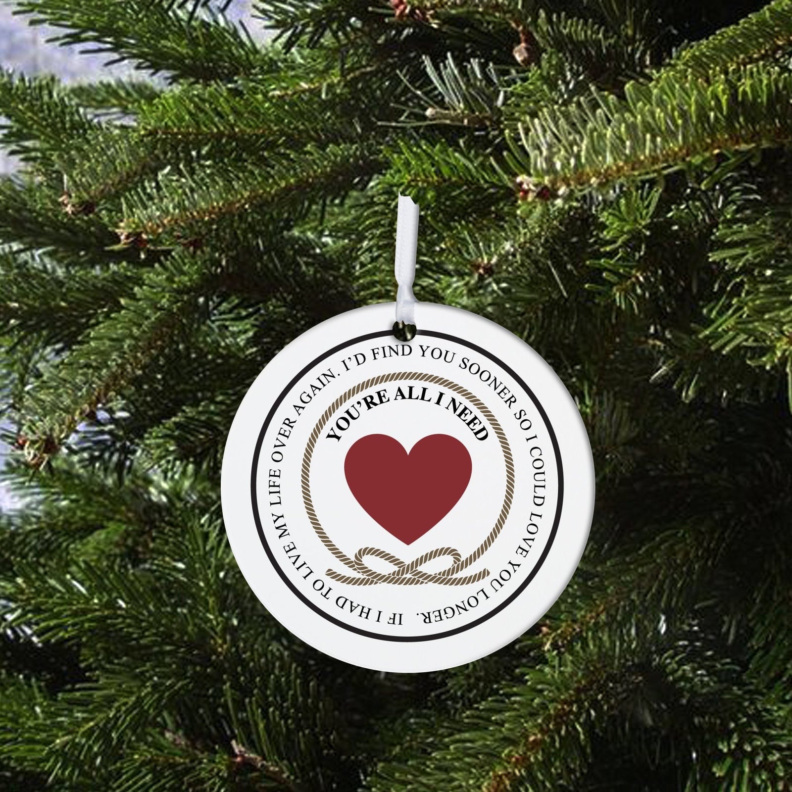 Inspirational Wedding Anniversary Christmas Ornament Gifts for Couple - You Are All I Need - LifeSong Milestones