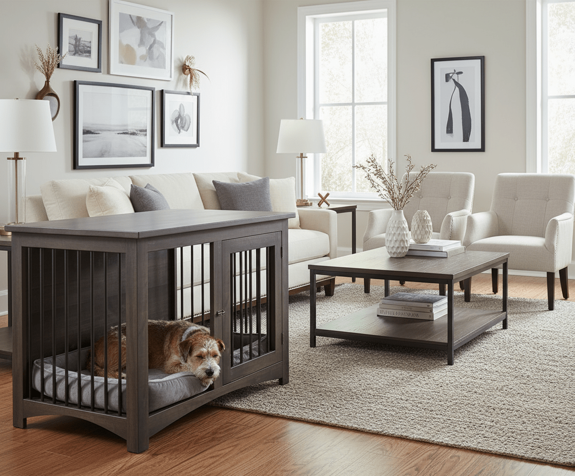 Medium Wooden Dog Crate with Single Hinged Door | Heavy Duty Kennel | Dogs 25–50 lbs | White Glove Delivery | USA Made - LifeSong Milestones