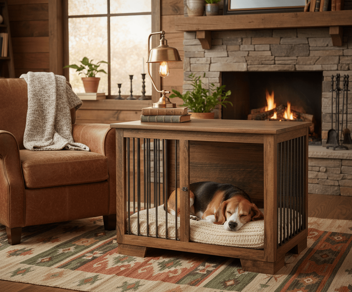 Medium Wooden Dog Crate Single Hinged Door | Dogs 25-50 lbs