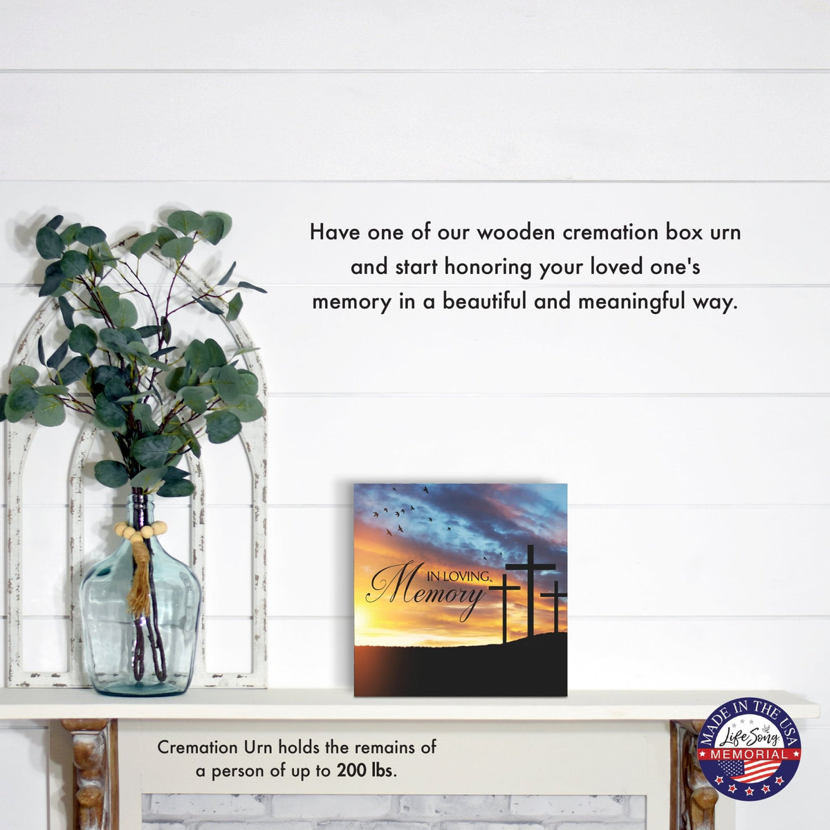 Memorial Shadow Box Urn – Wooden Cremation Urn for Human Ashes - In Loving Memory - LifeSong Milestones