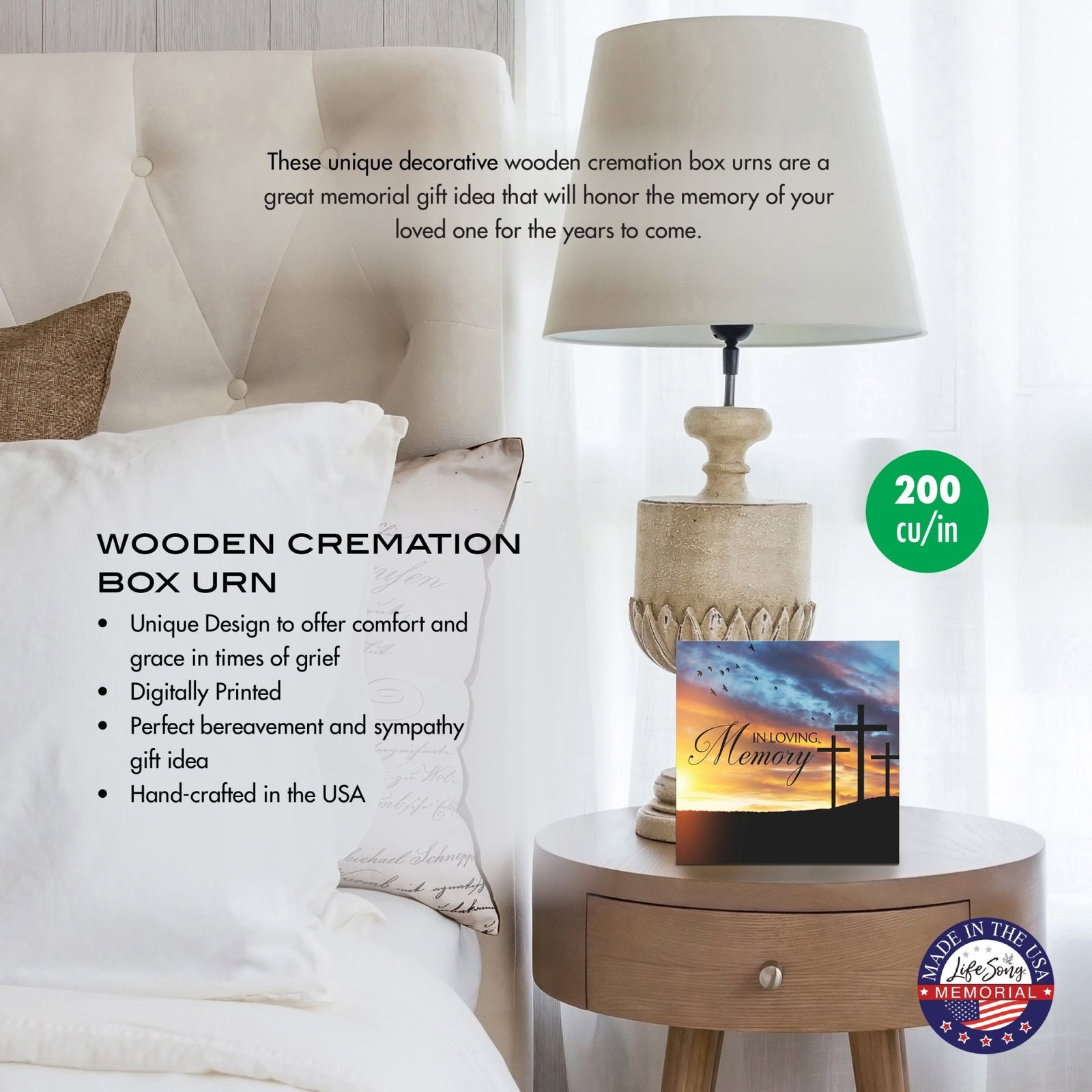 Memorial Shadow Box Urn – Wooden Cremation Urn for Human Ashes - In Loving Memory - LifeSong Milestones