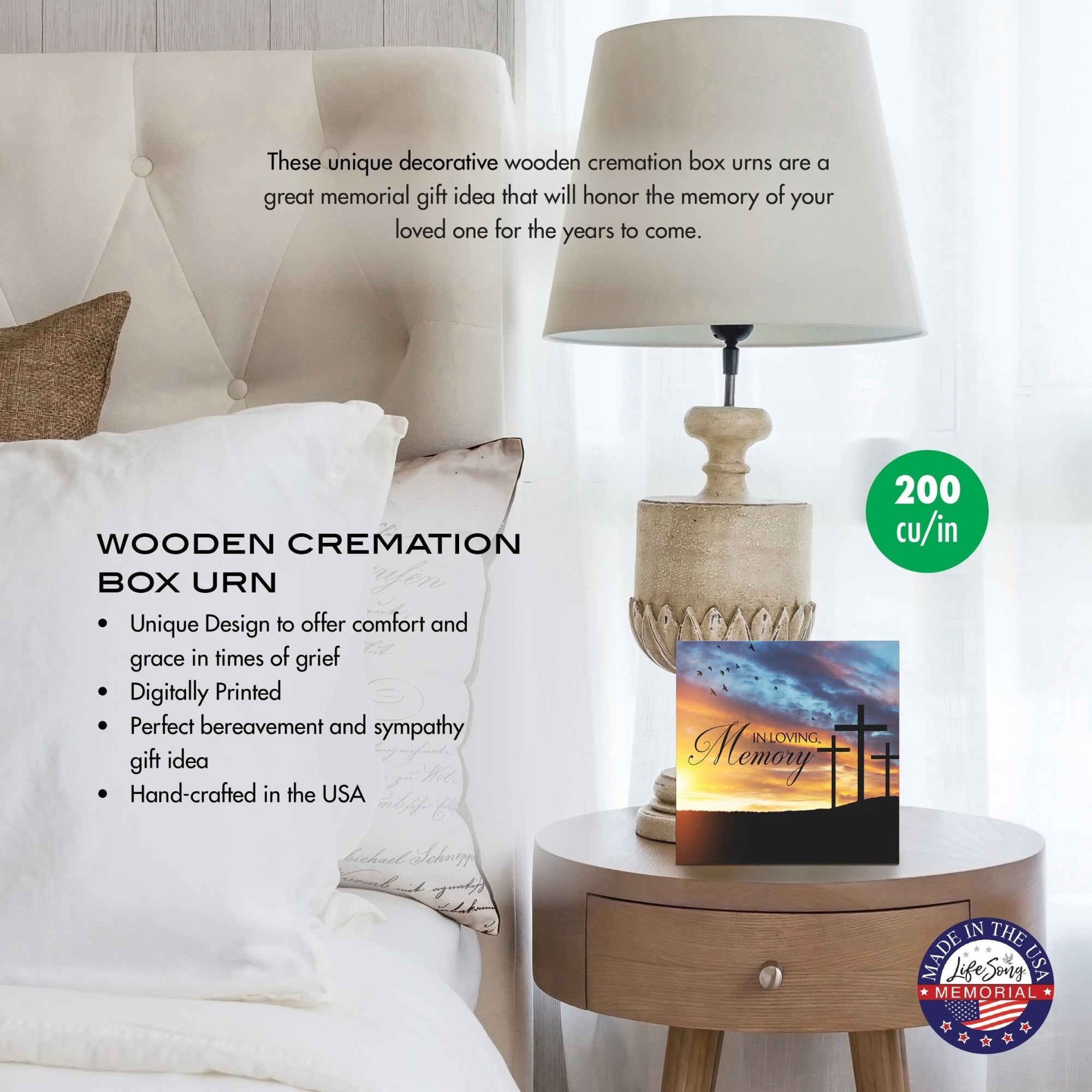 Memorial Shadow Box Urn – Wooden Cremation Urn for Human Ashes - In Loving Memory - LifeSong Milestones