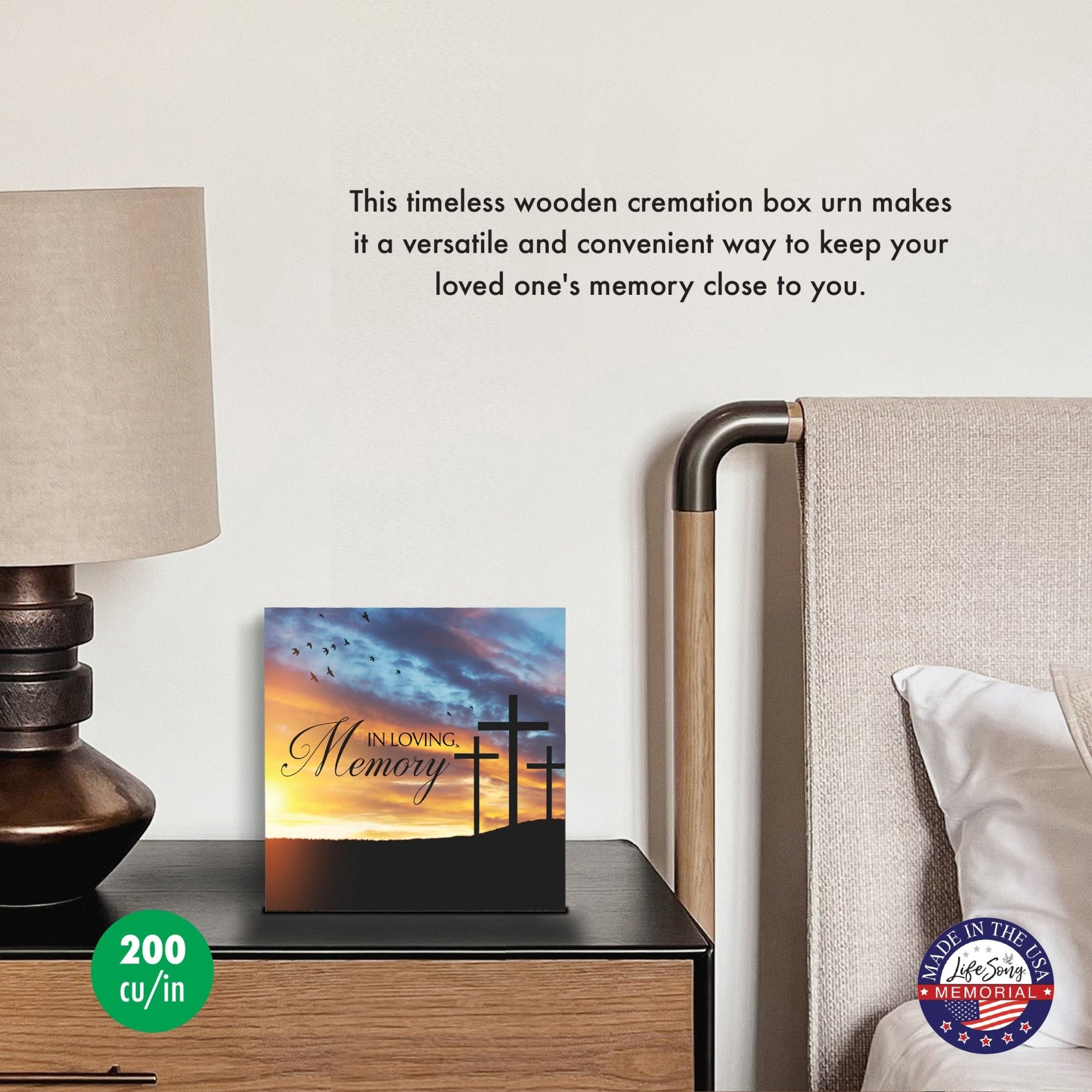 Memorial Shadow Box Urn – Wooden Cremation Urn for Human Ashes - In Loving Memory - LifeSong Milestones