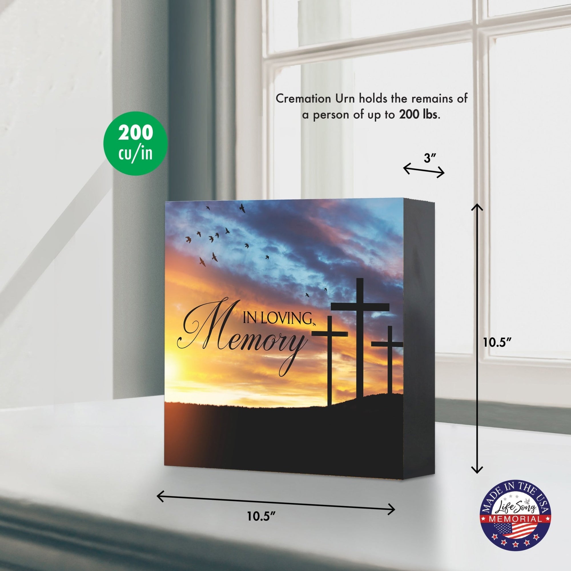 Memorial Shadow Box Urn – Wooden Cremation Urn for Human Ashes - In Loving Memory - LifeSong Milestones