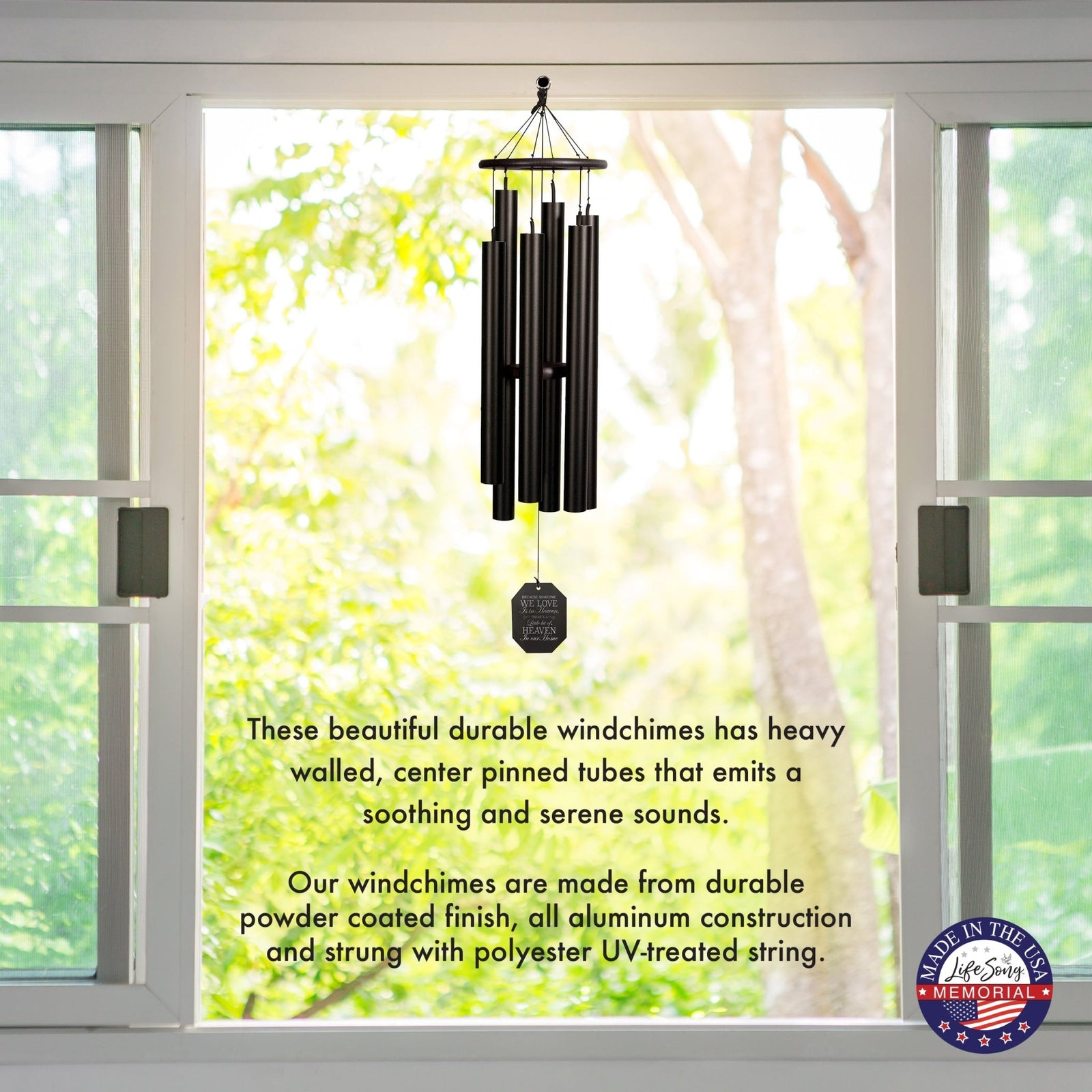 Memorial Sympathy Wind Chimes| Aqua Tune 51"| Family Home Decor - LifeSong Milestones